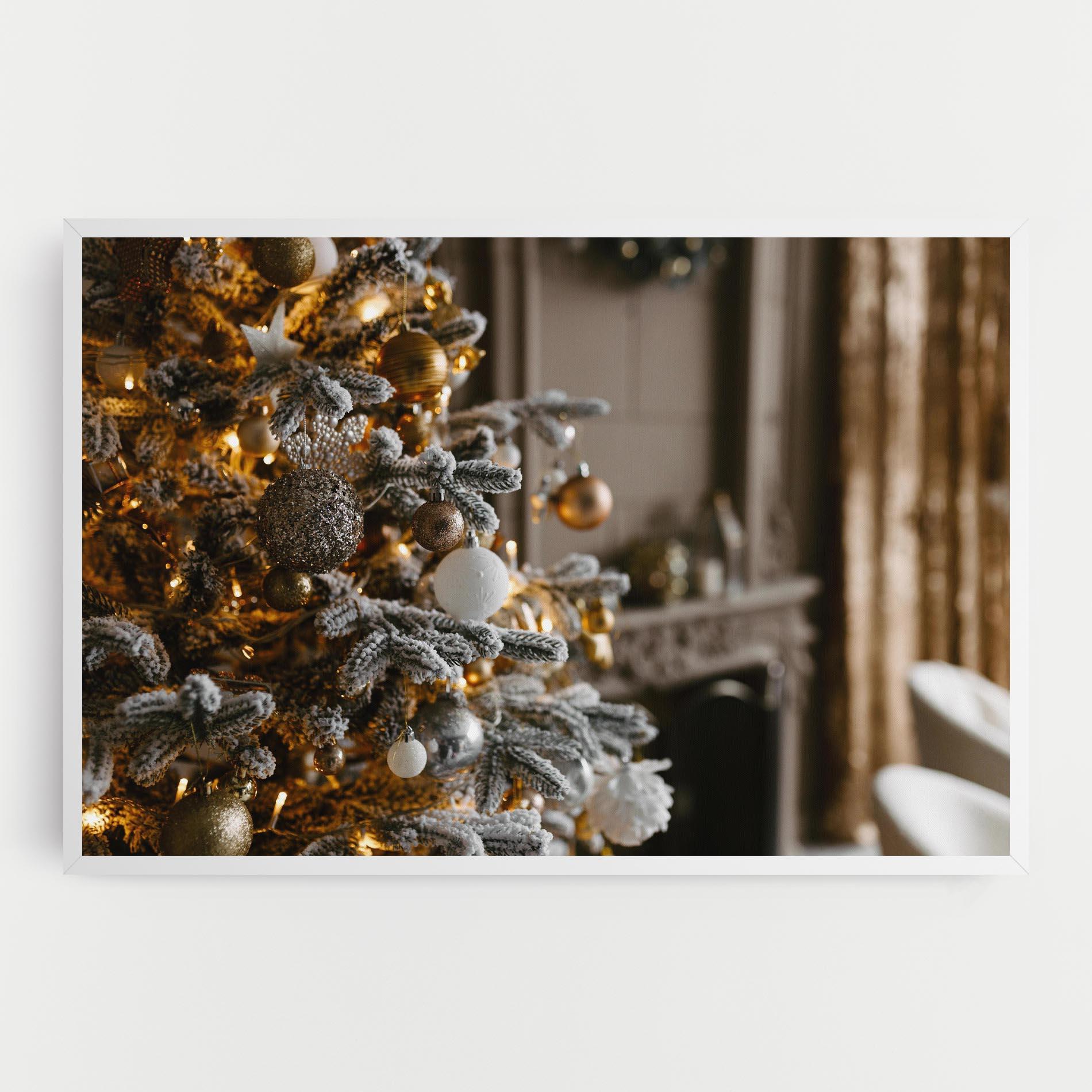 Vászonkép Gold Christmas Decorations mockup 0