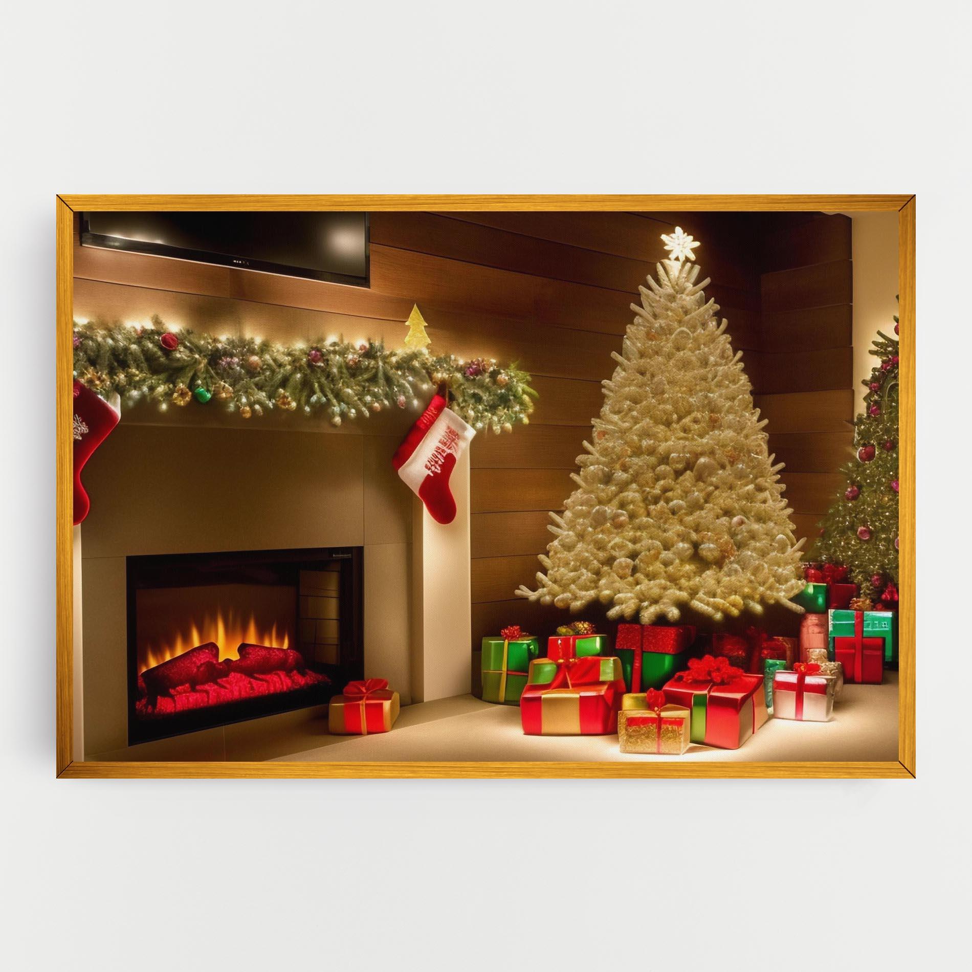 Vászonkép Decorated Christmas Tree mockup 0