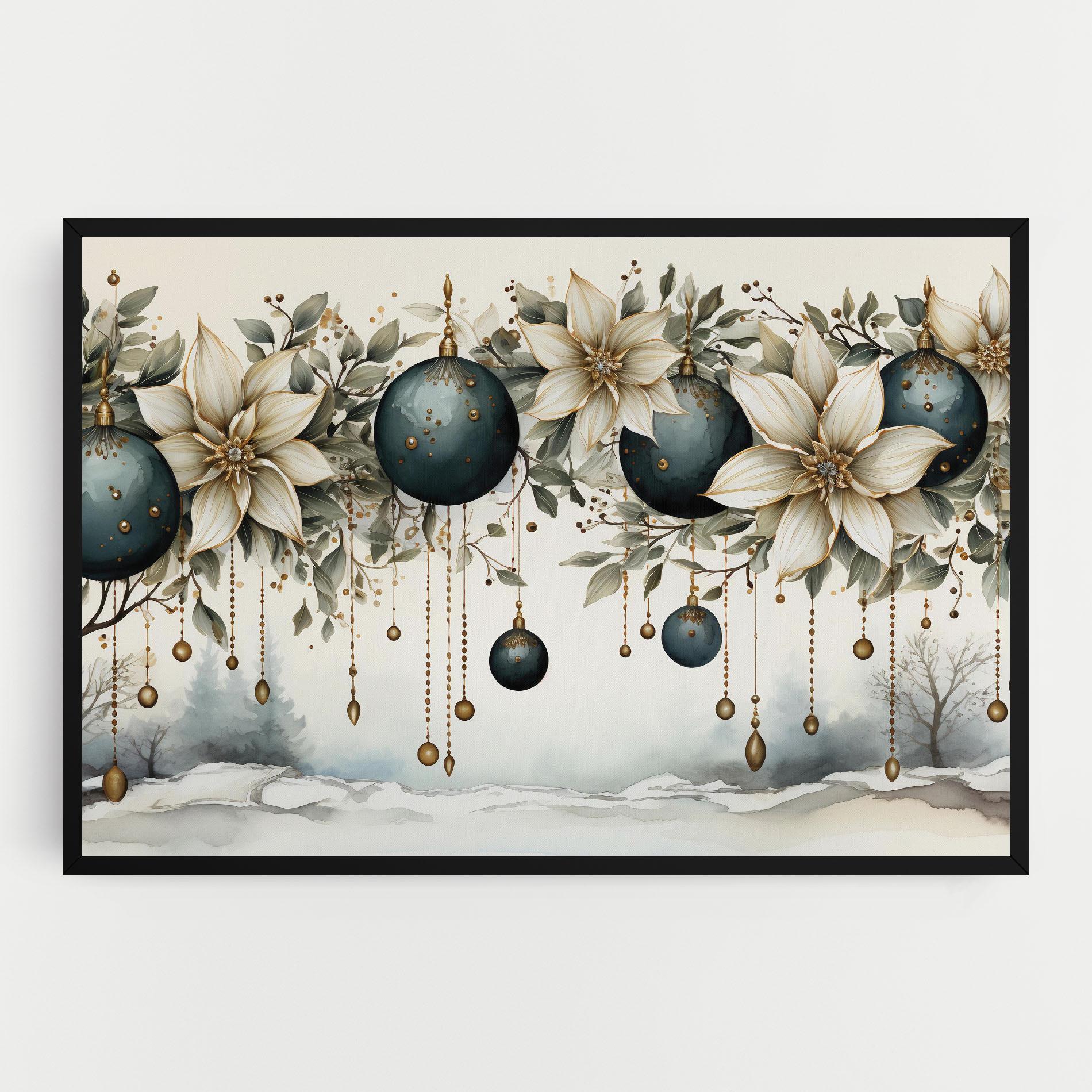 Vászonkép Christmas Flowers Art mockup 0