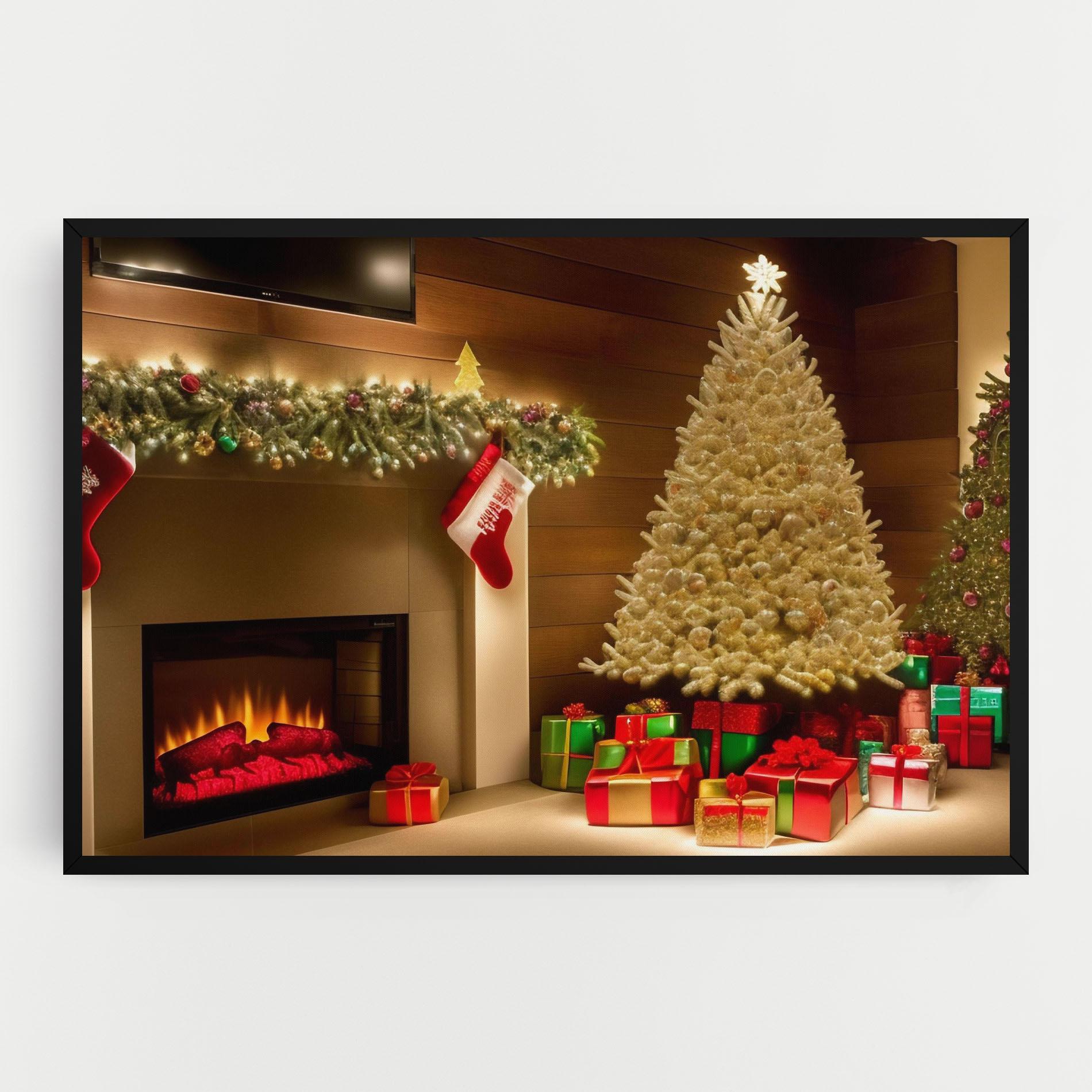 Vászonkép Decorated Christmas Tree mockup 0