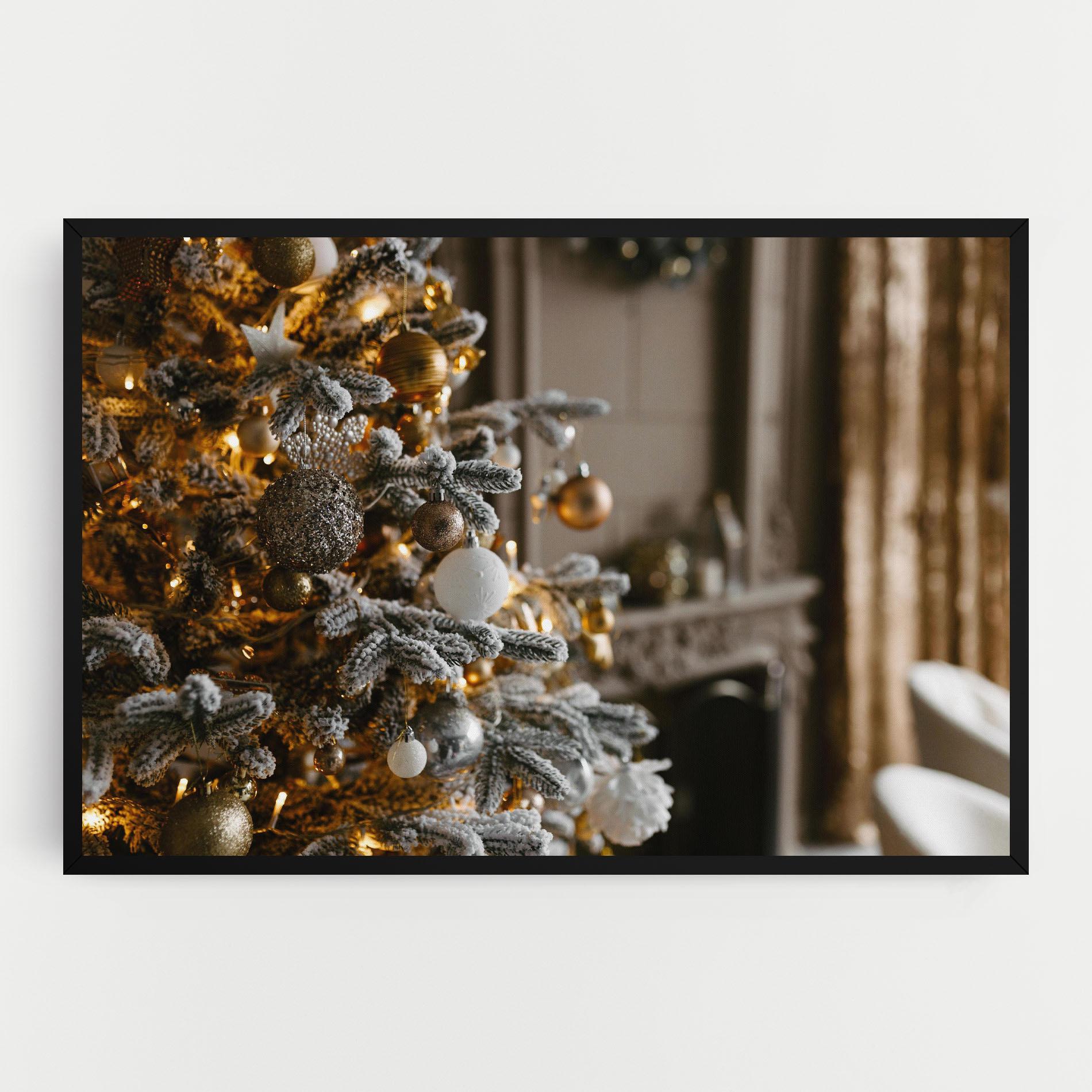 Vászonkép Gold Christmas Decorations mockup 0