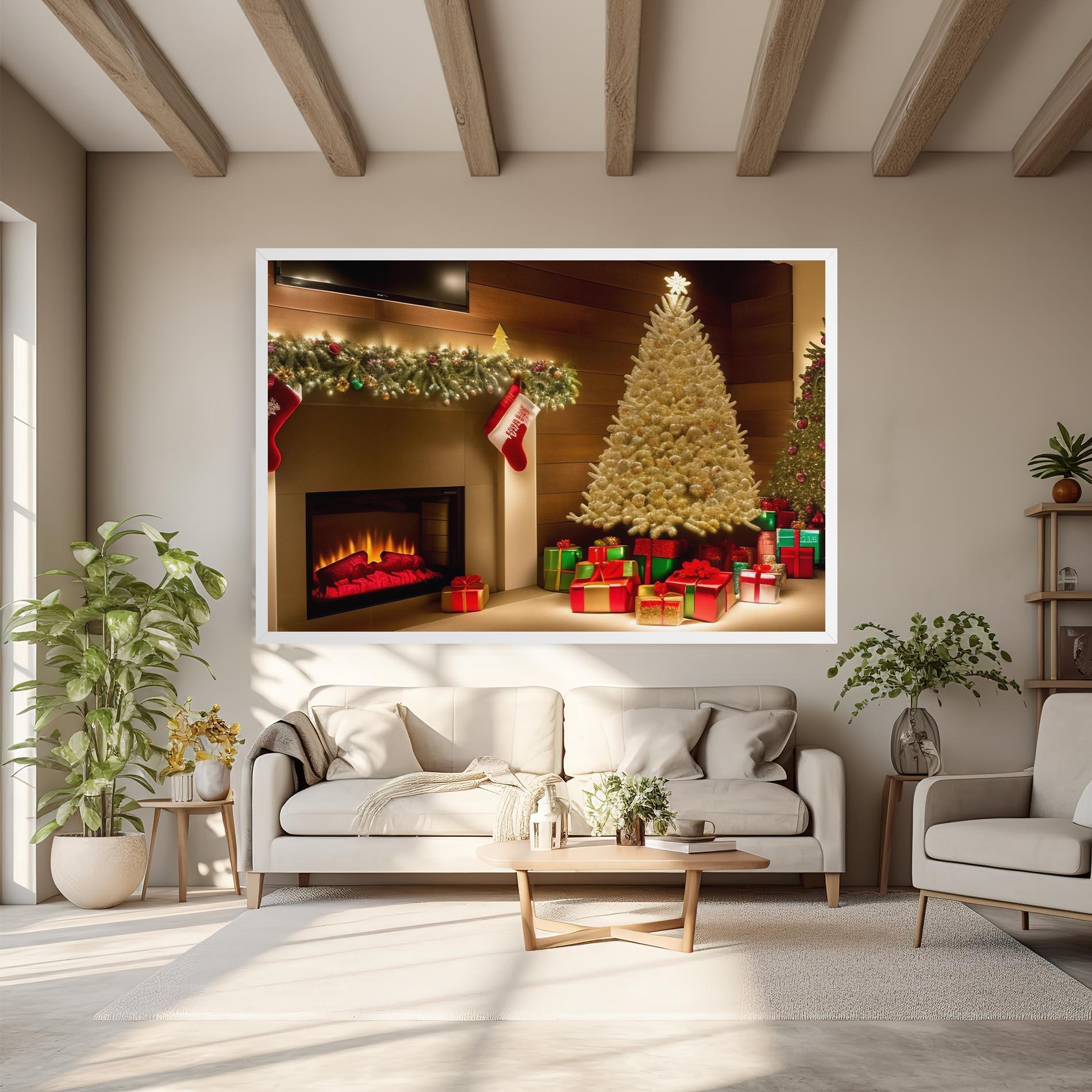 Vászonkép Decorated Christmas Tree mockup 6