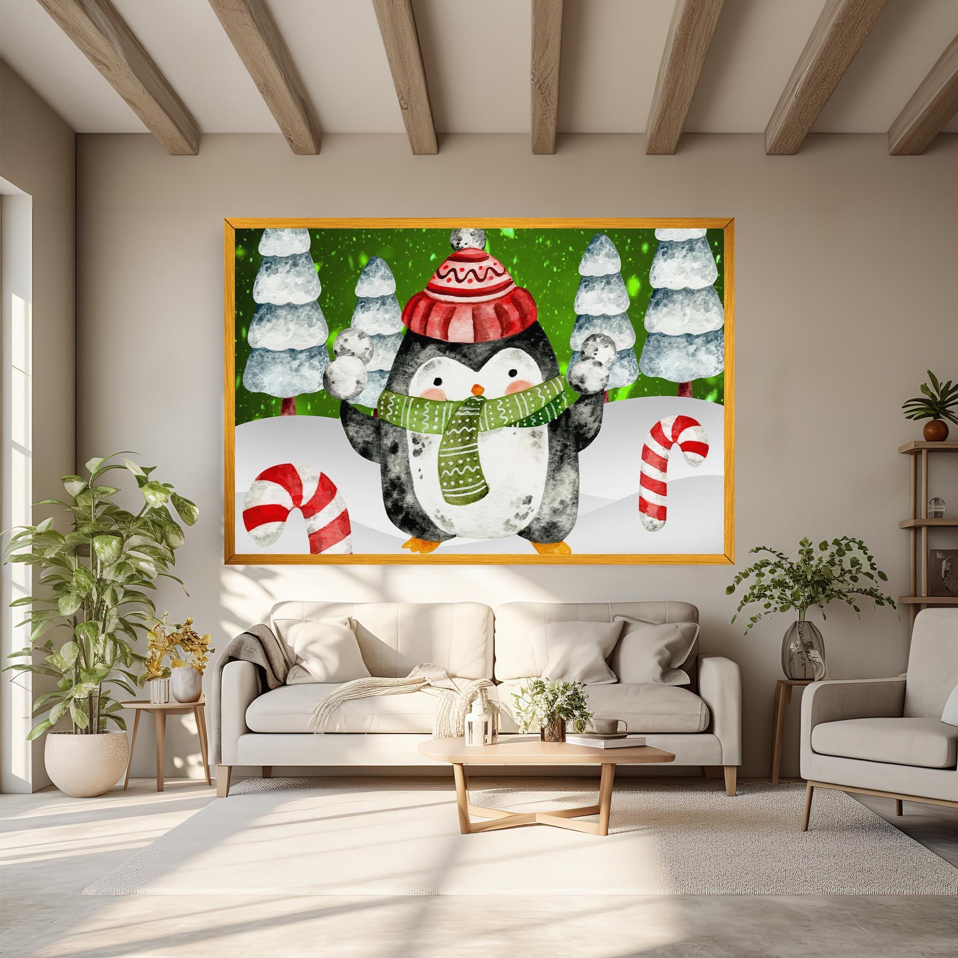 Vászonkép Green Pinguin mockup 6