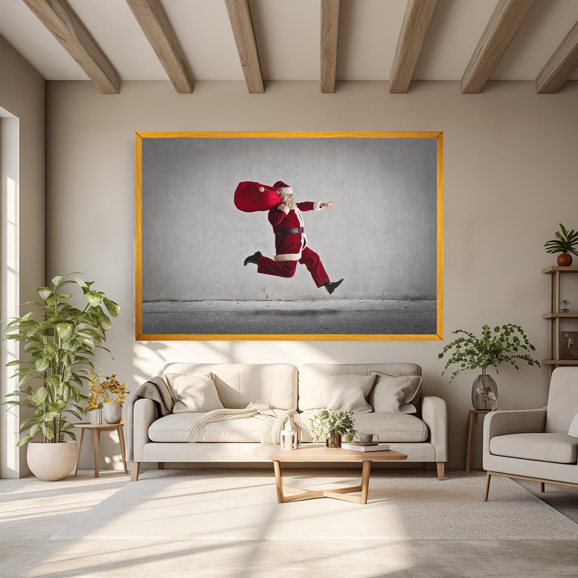 Vászonkép Santa Claus Jumping mockup 6