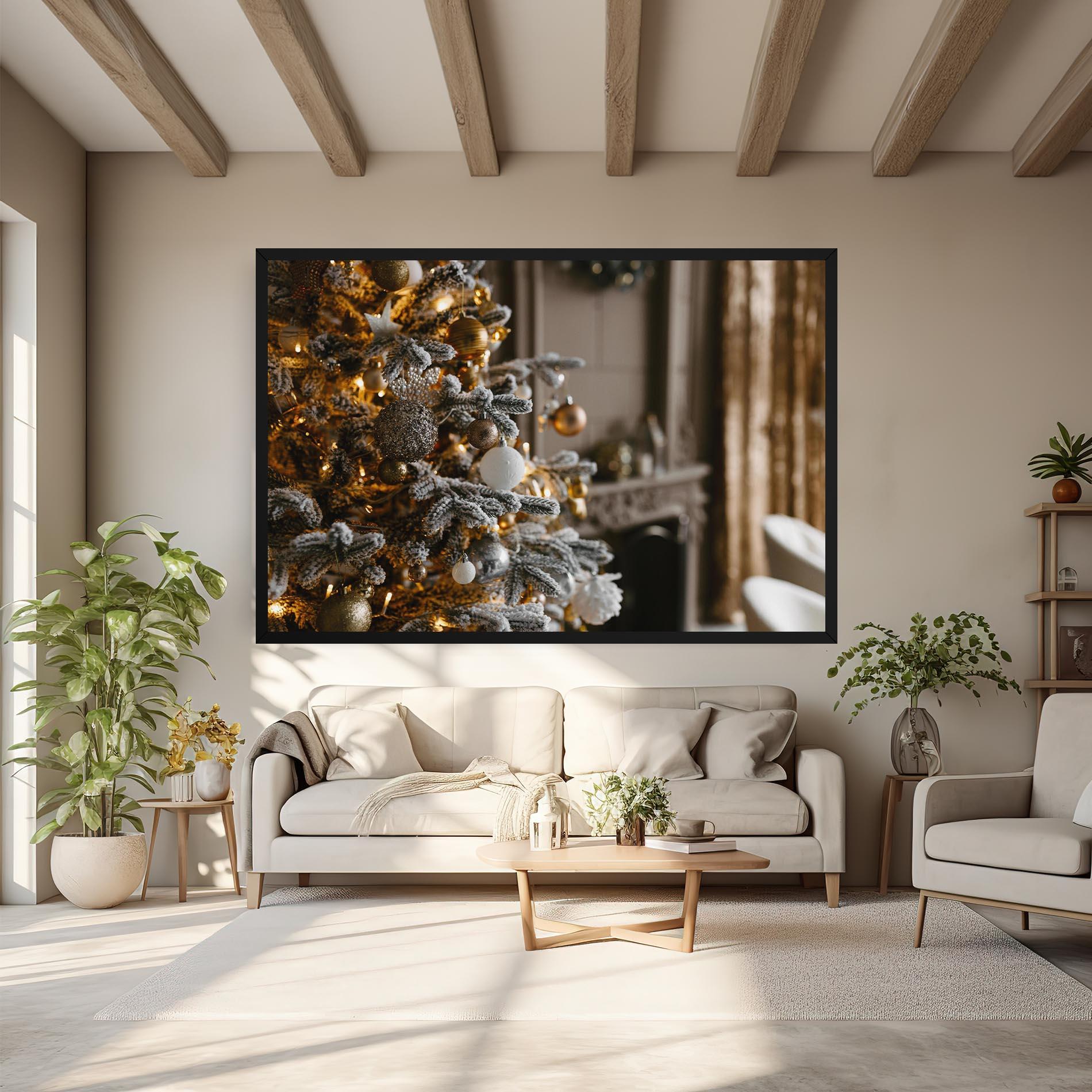 Vászonkép Gold Christmas Decorations mockup 6