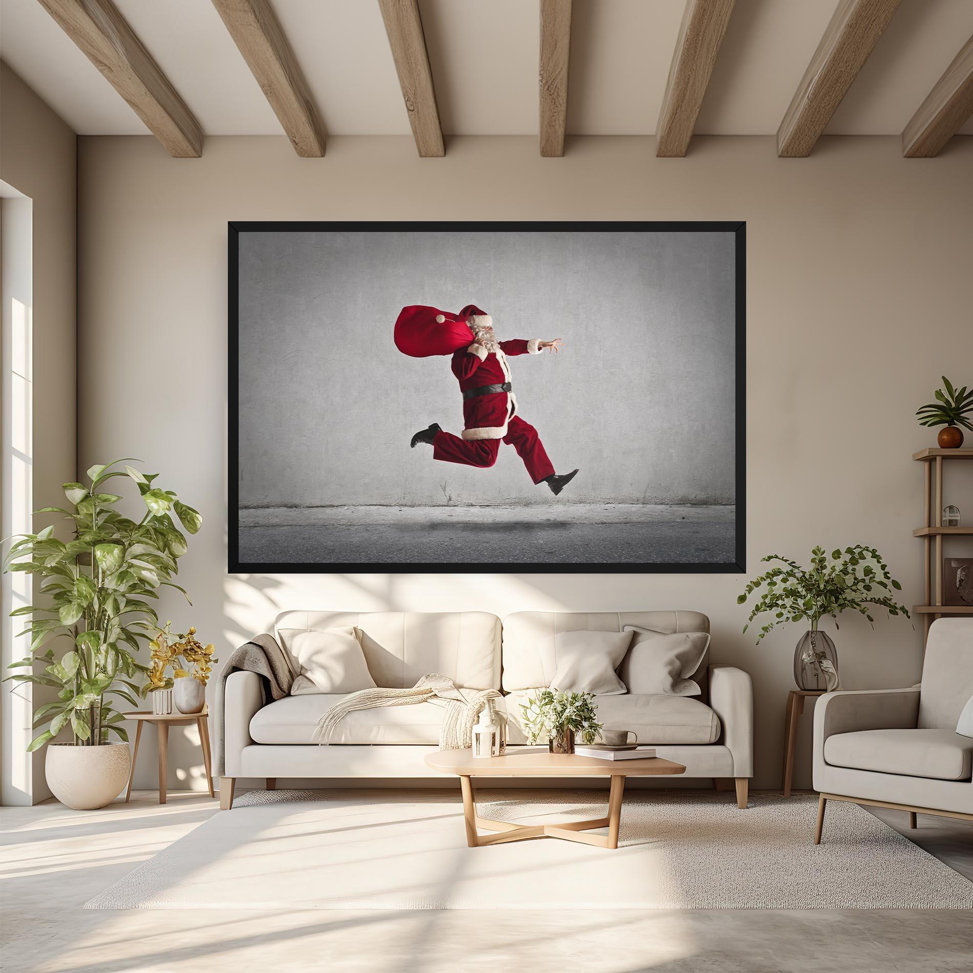 Vászonkép Santa Claus Jumping mockup 6