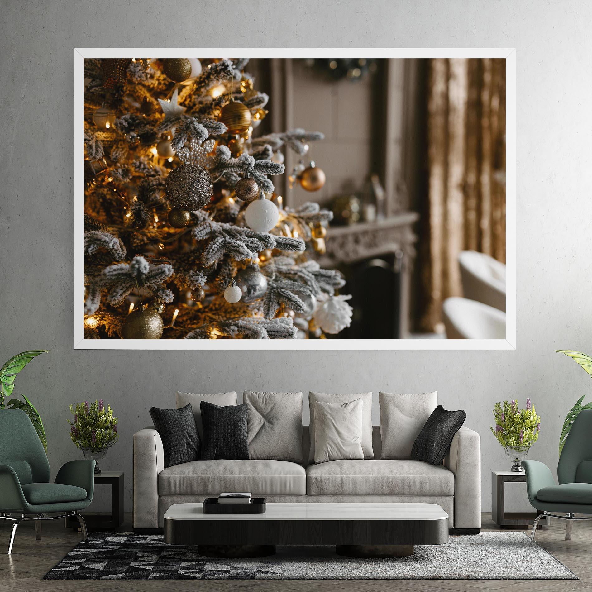 Vászonkép Gold Christmas Decorations mockup 7