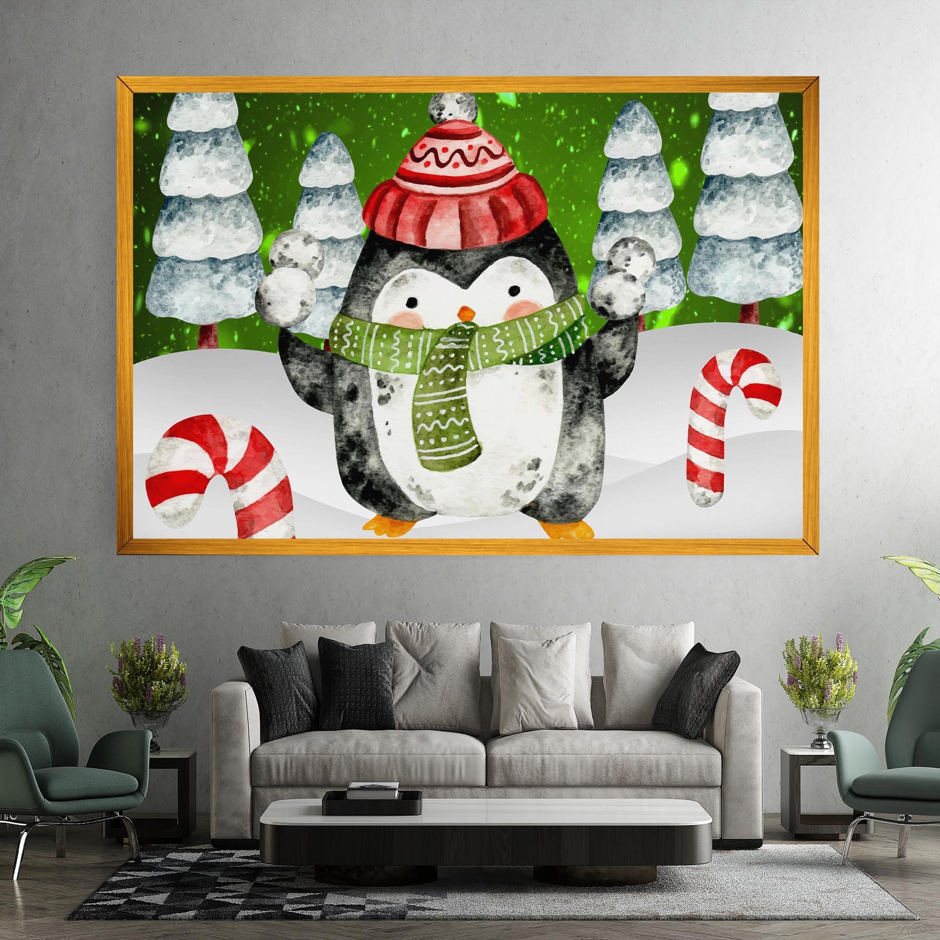 Vászonkép Green Pinguin mockup 7
