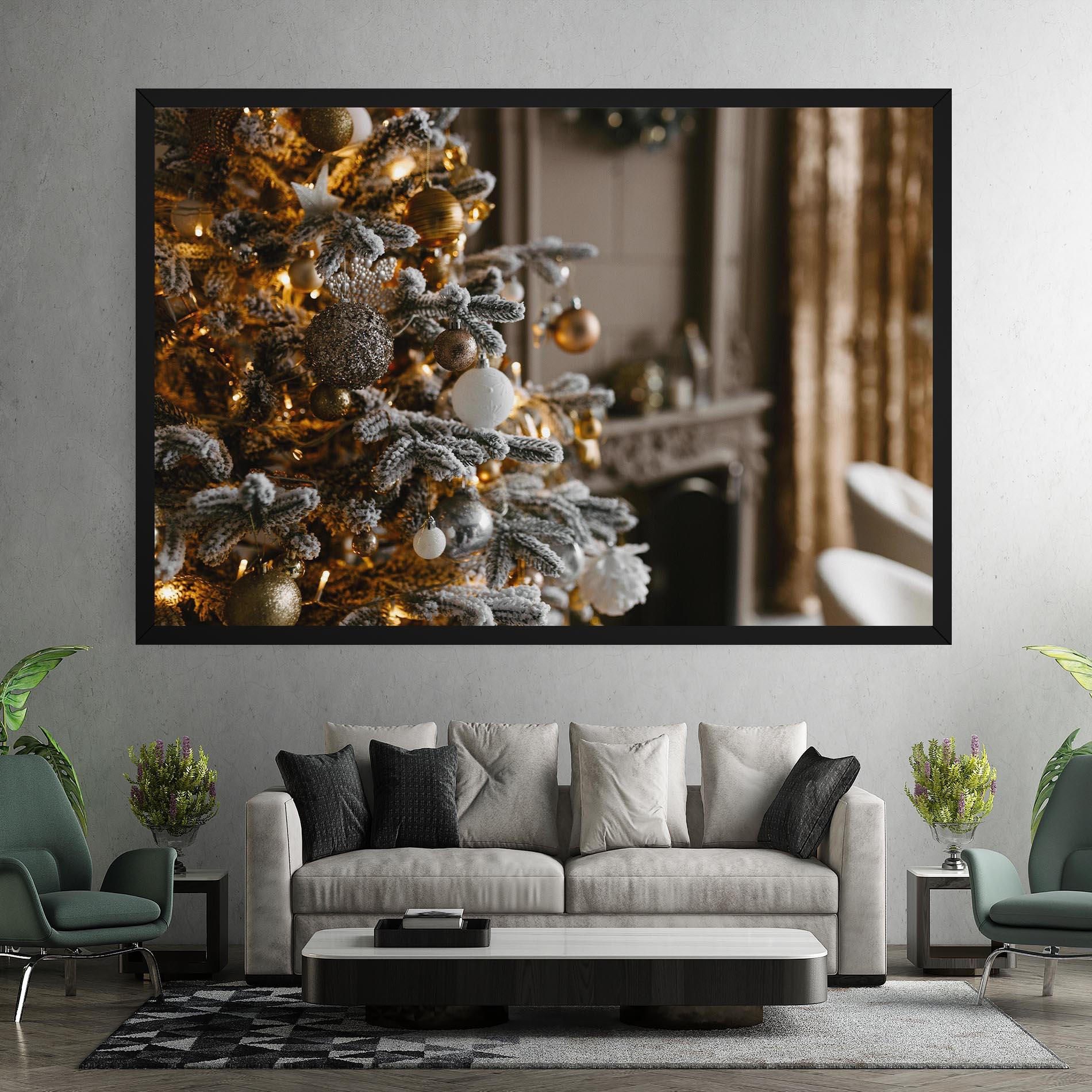 Vászonkép Gold Christmas Decorations mockup 7