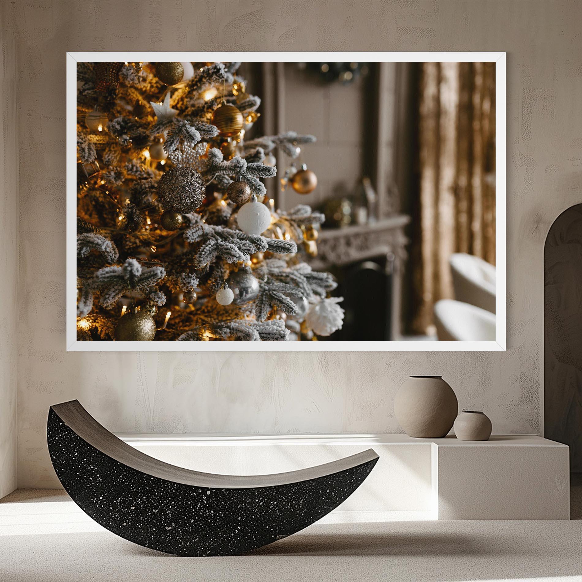 Vászonkép Gold Christmas Decorations mockup 8