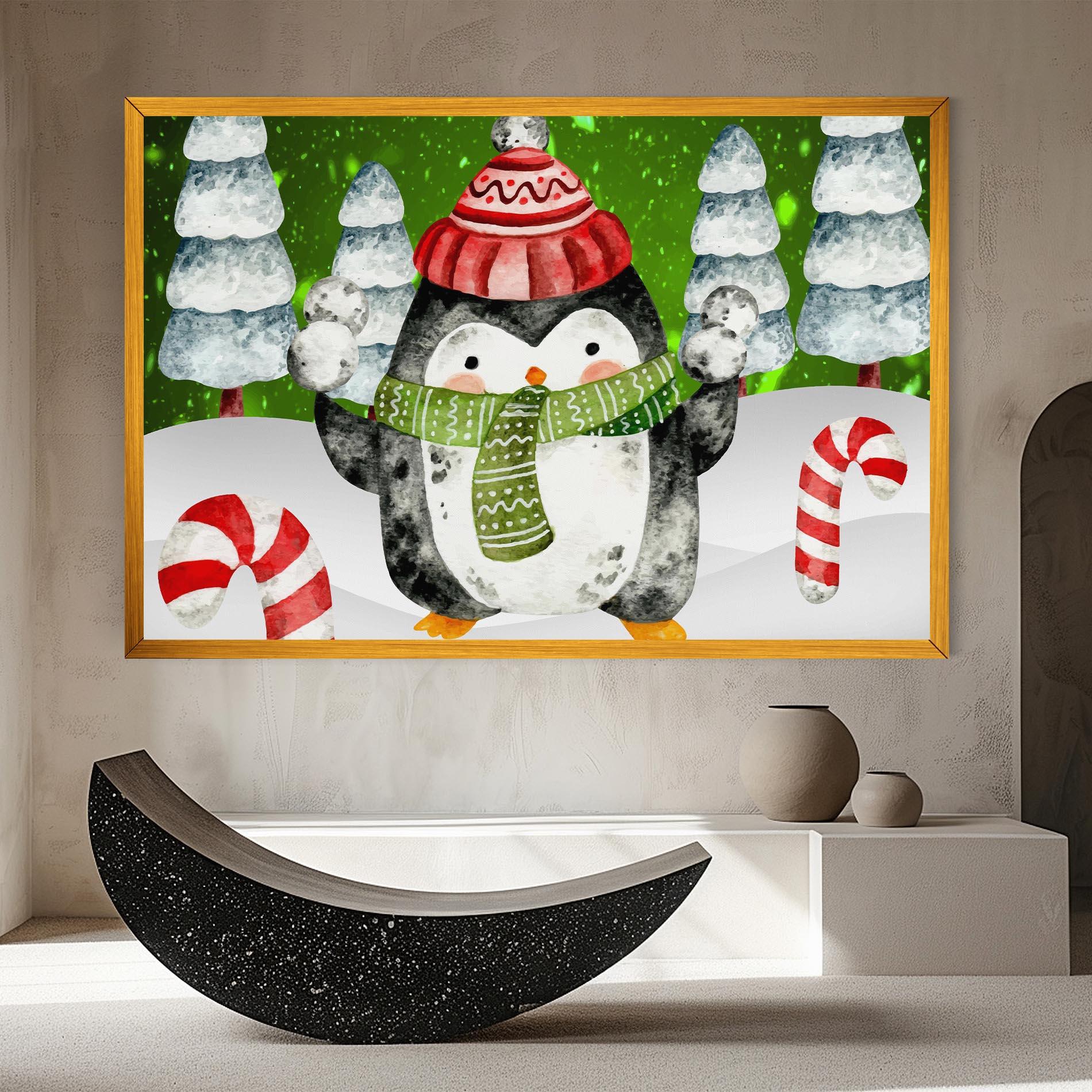 Vászonkép Green Pinguin mockup 8