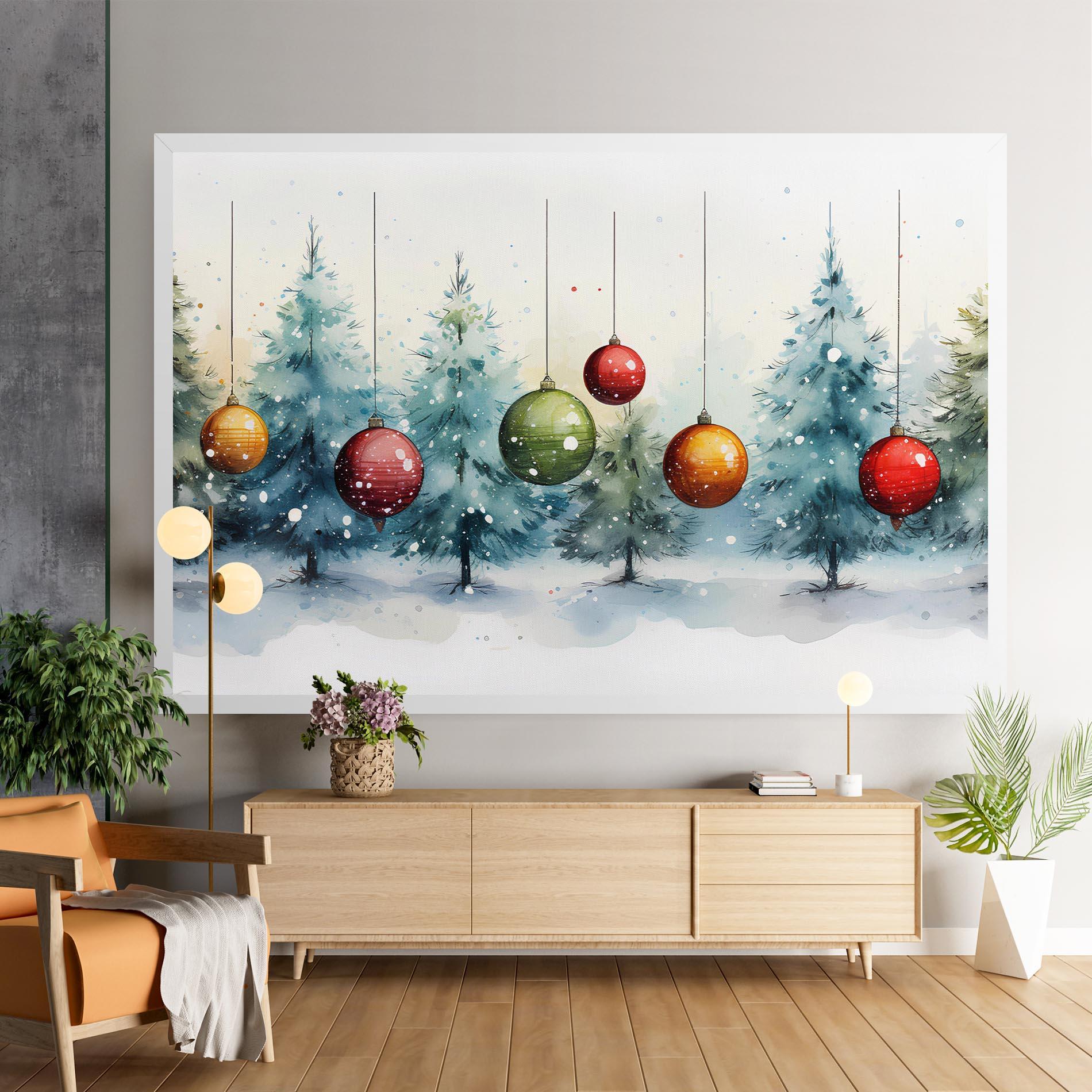 Vászonkép Christmas Tree Painting mockup 9