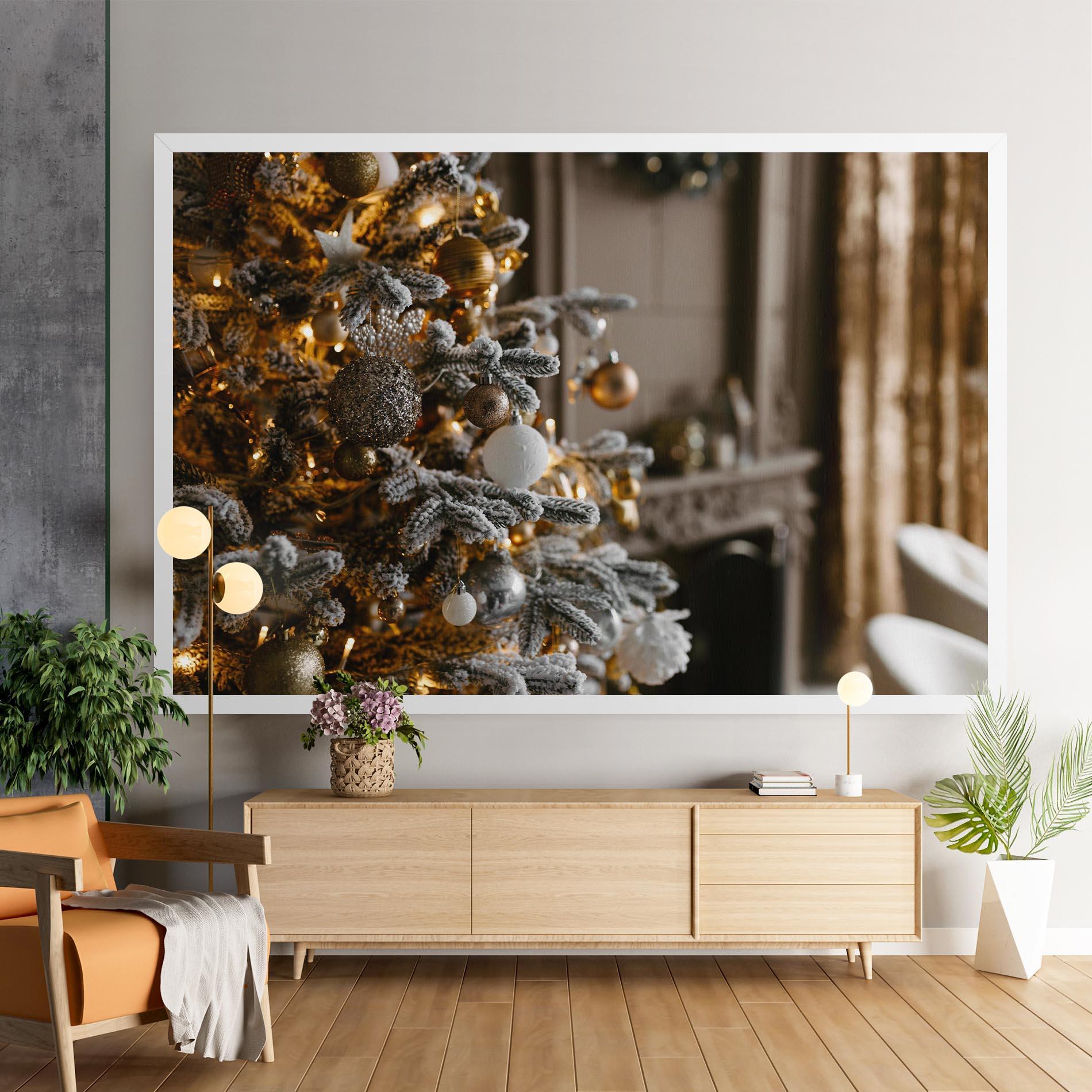 Vászonkép Gold Christmas Decorations mockup 9
