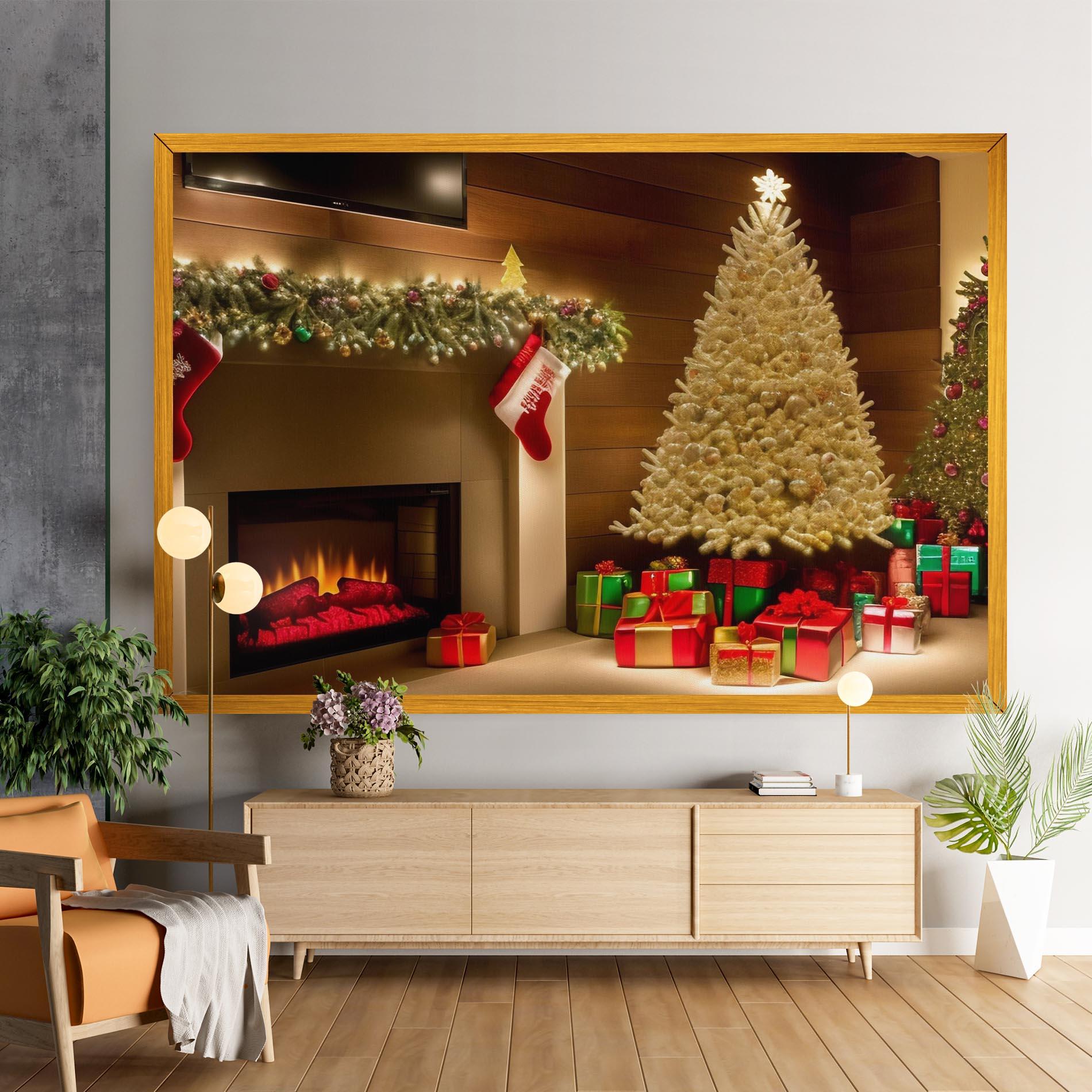 Vászonkép Decorated Christmas Tree mockup 9