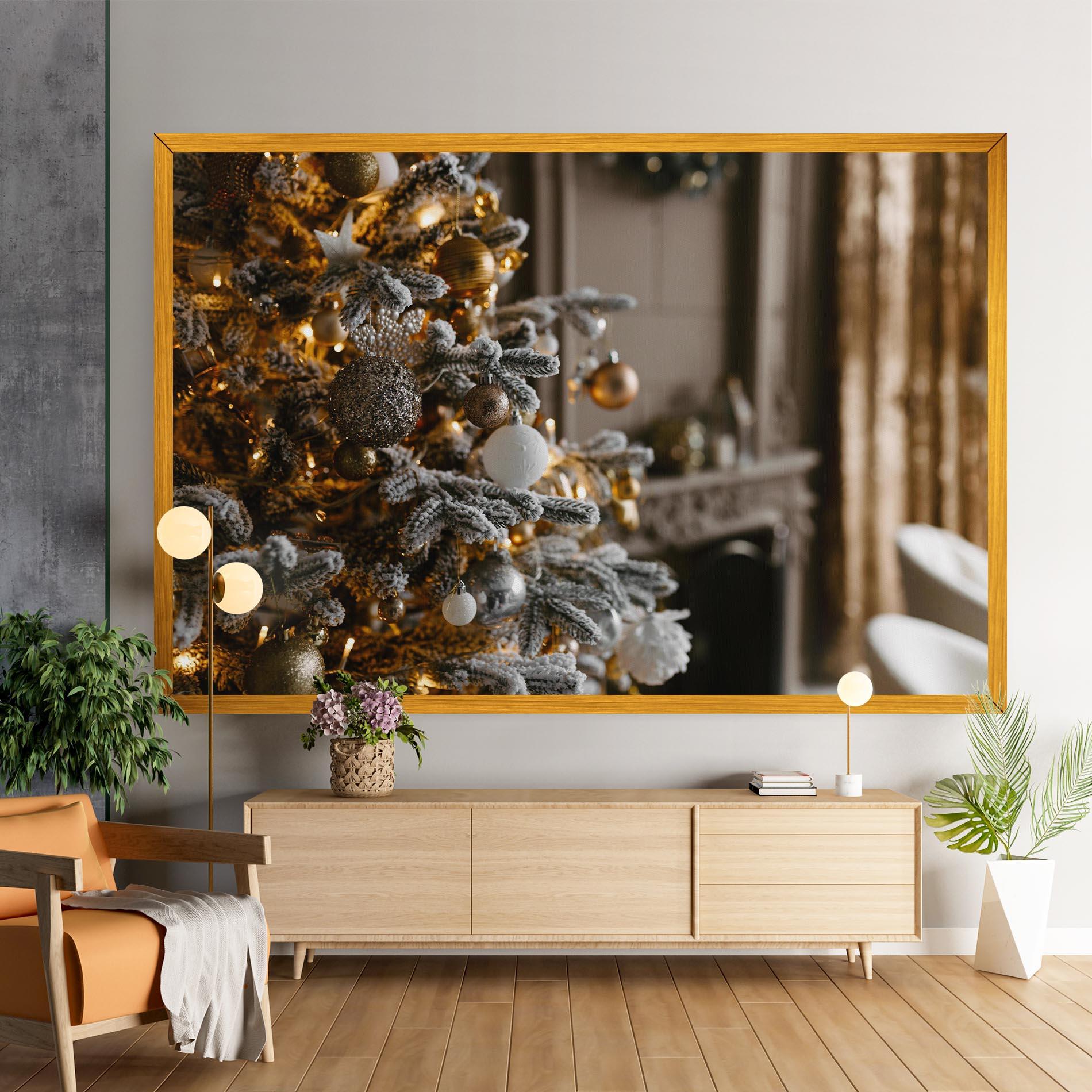Vászonkép Gold Christmas Decorations mockup 9