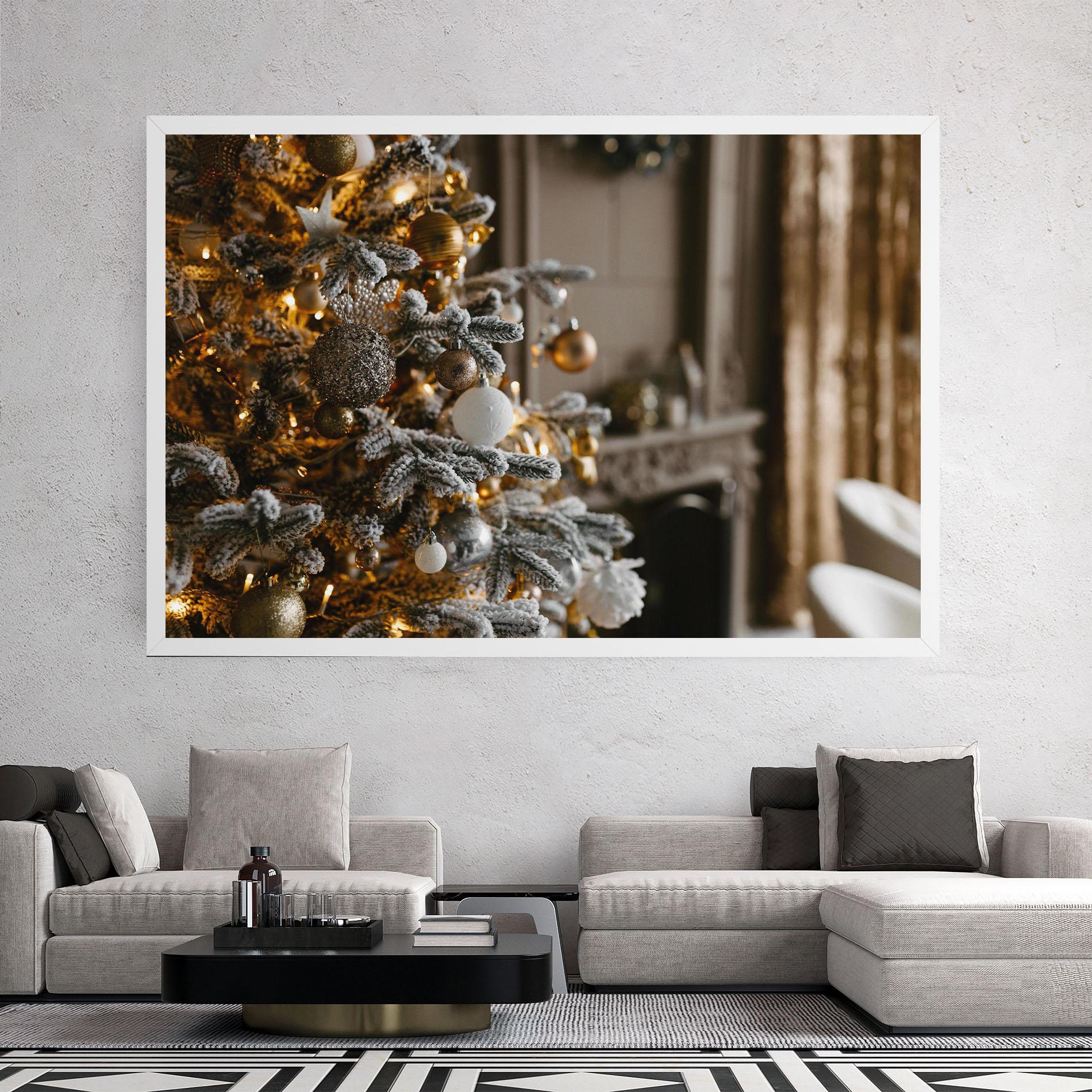 Vászonkép Gold Christmas Decorations mockup 2