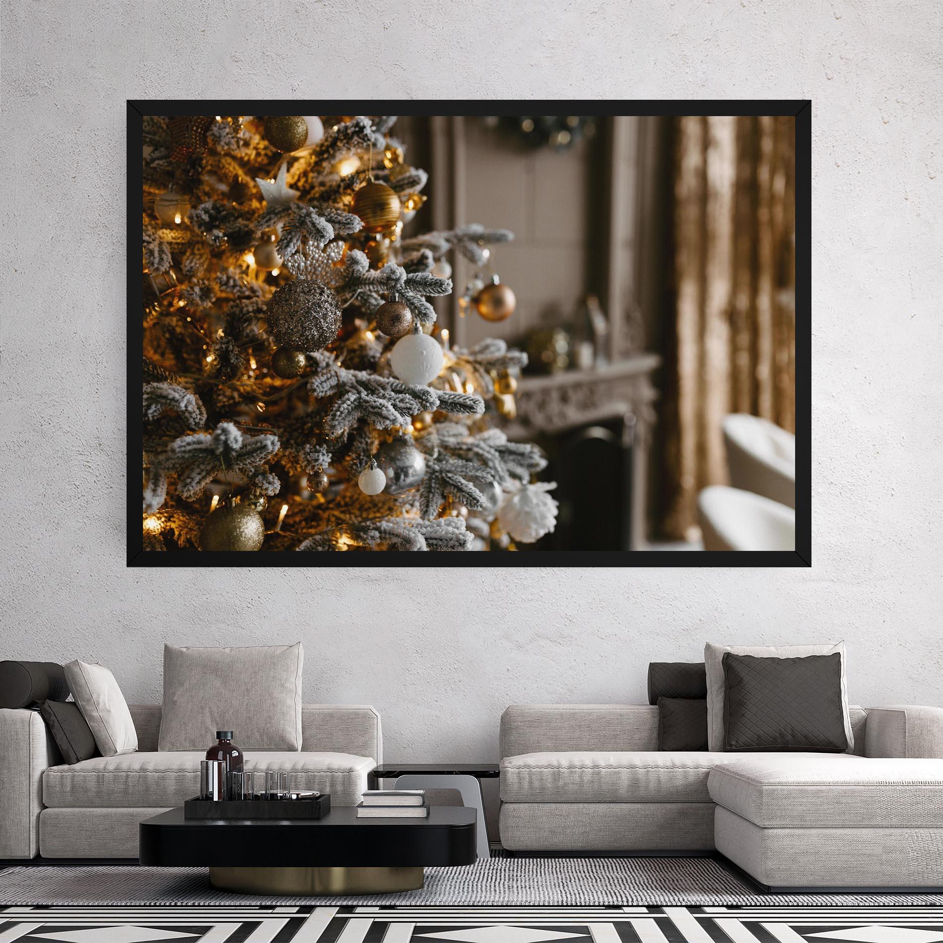 Vászonkép Gold Christmas Decorations mockup 2