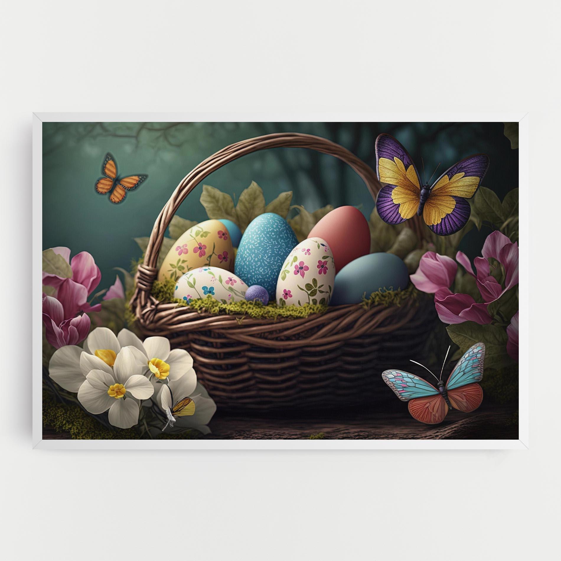 Vászonkép Easter Eggs Butterfly mockup 0