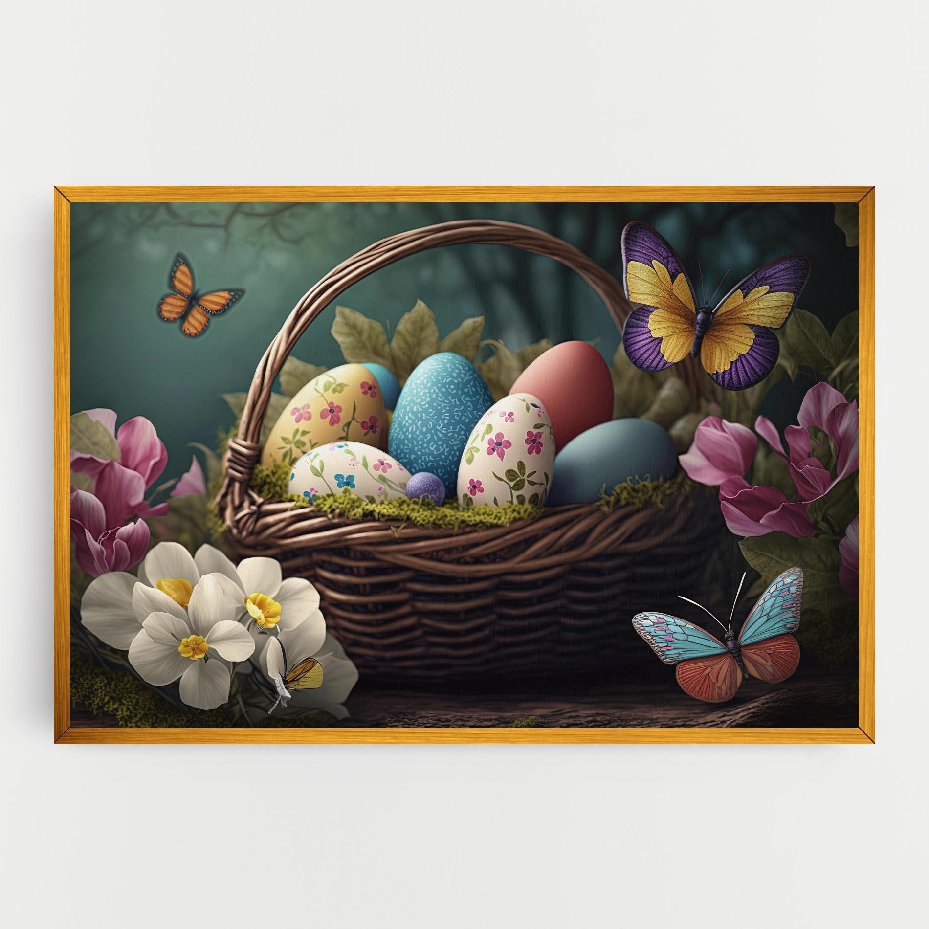 Vászonkép Easter Eggs Butterfly mockup 0