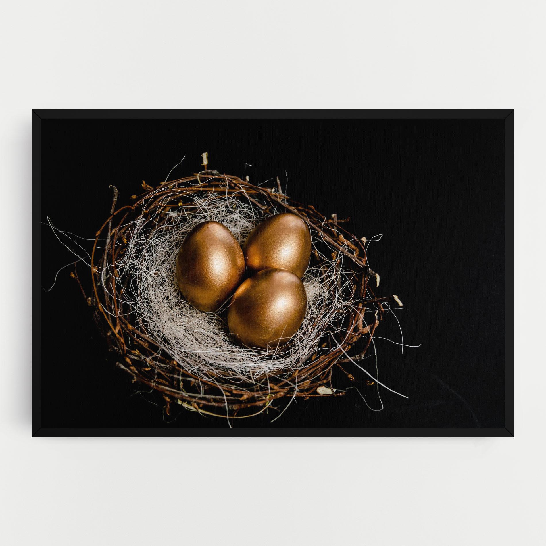 Vászonkép Pretty Golden Easter Eggs mockup 0