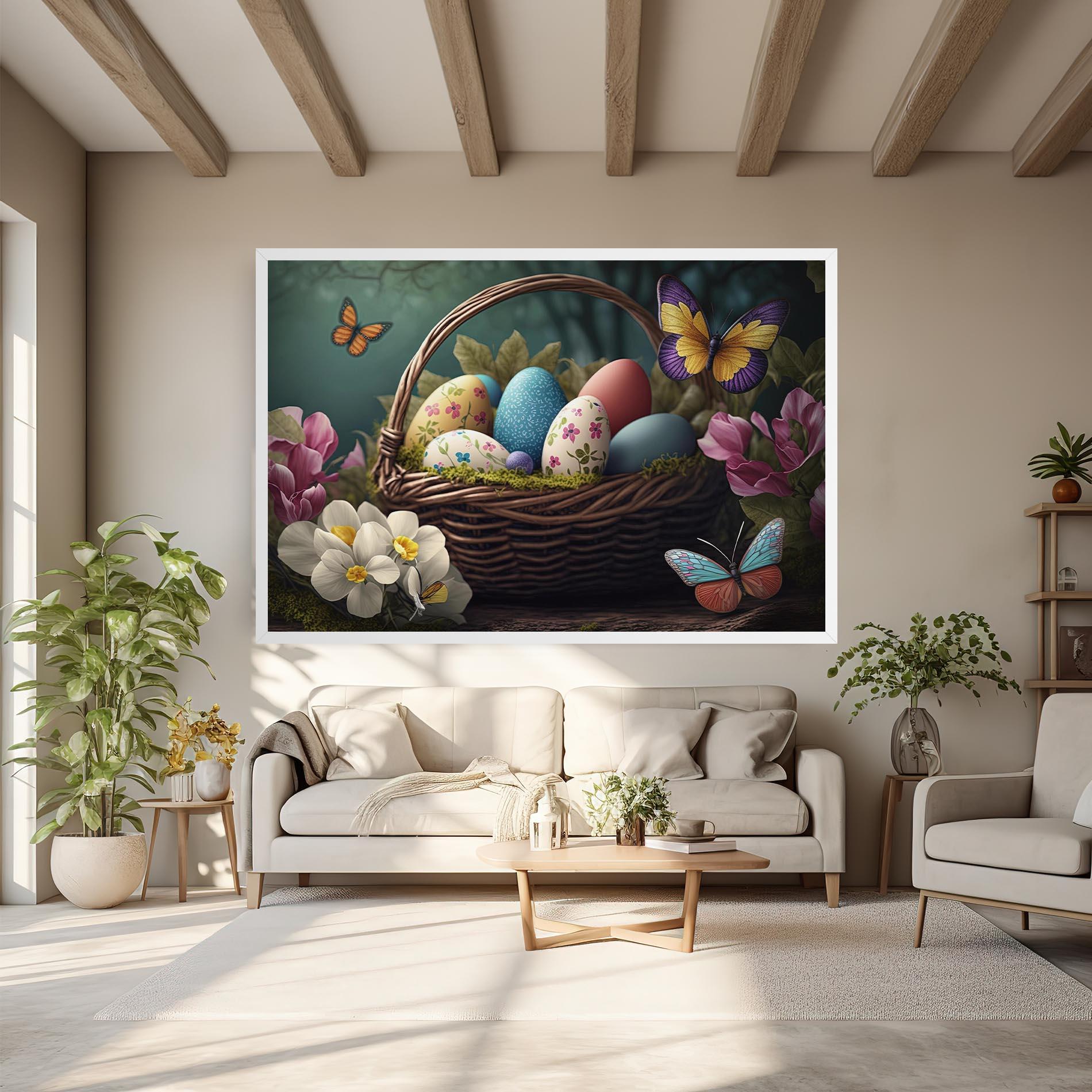 Vászonkép Easter Eggs Butterfly mockup 6