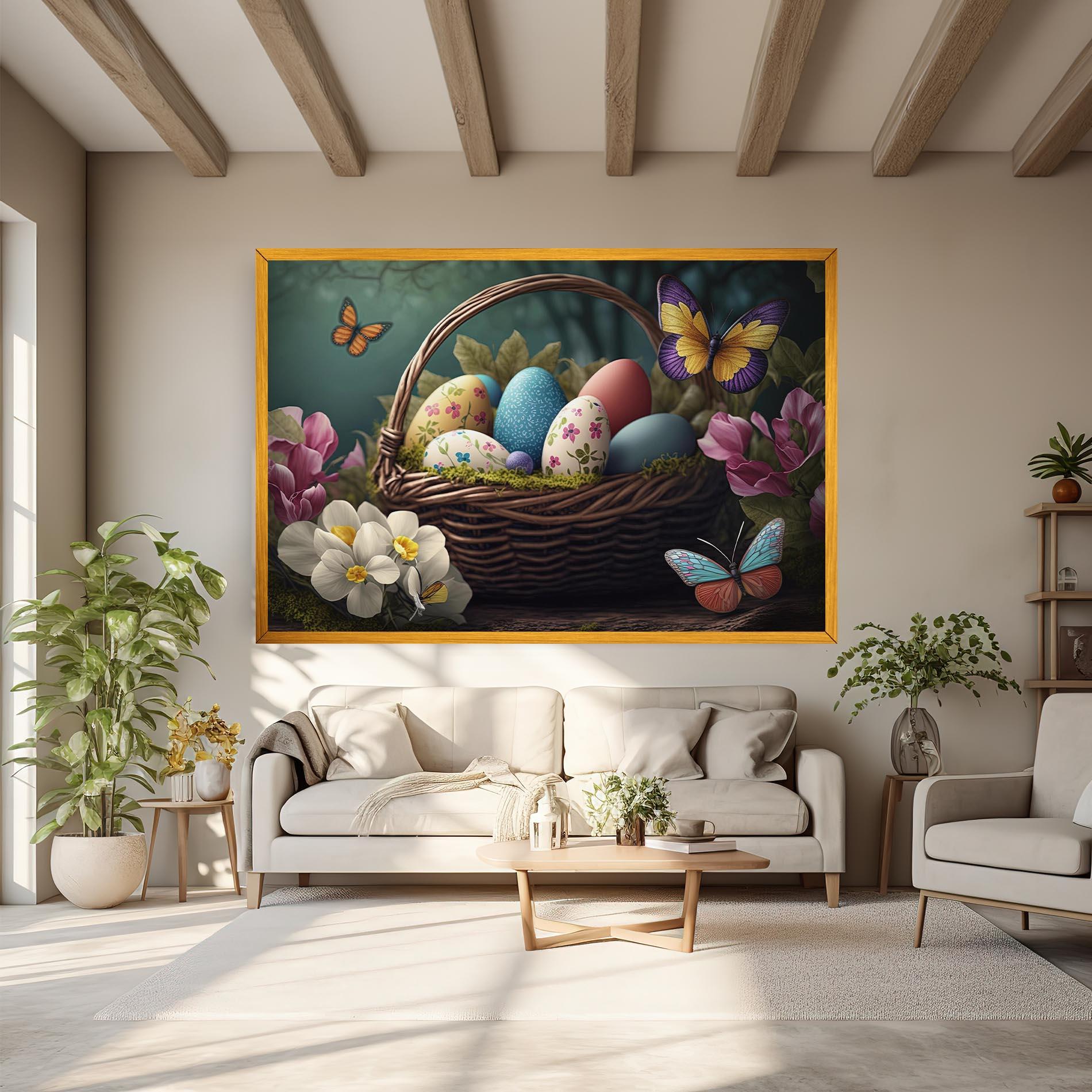 Vászonkép Easter Eggs Butterfly mockup 6