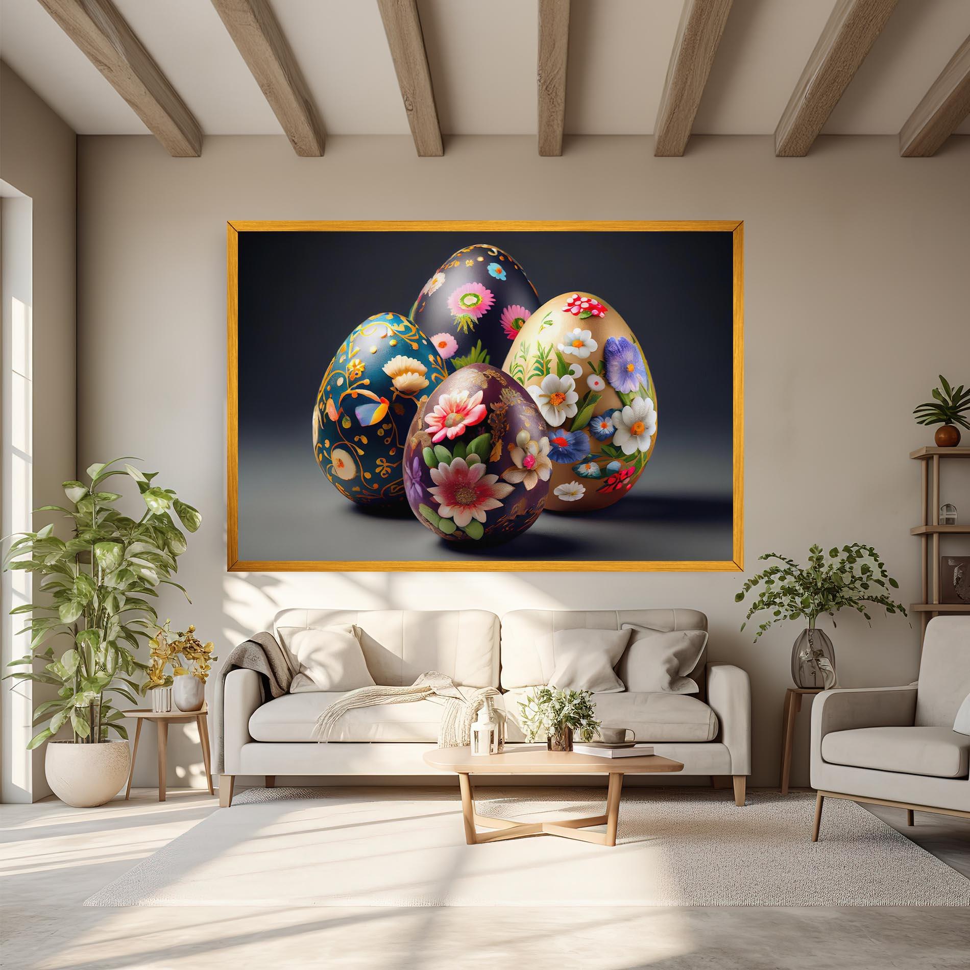 Vászonkép Easter Egs Flowers mockup 6