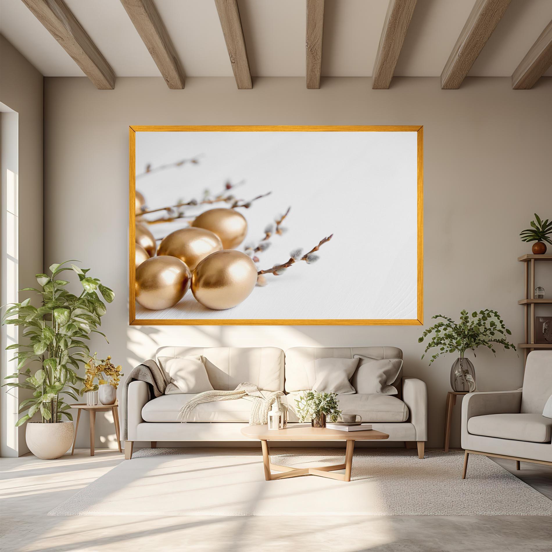 Vászonkép Easter Gold Eggs mockup 6
