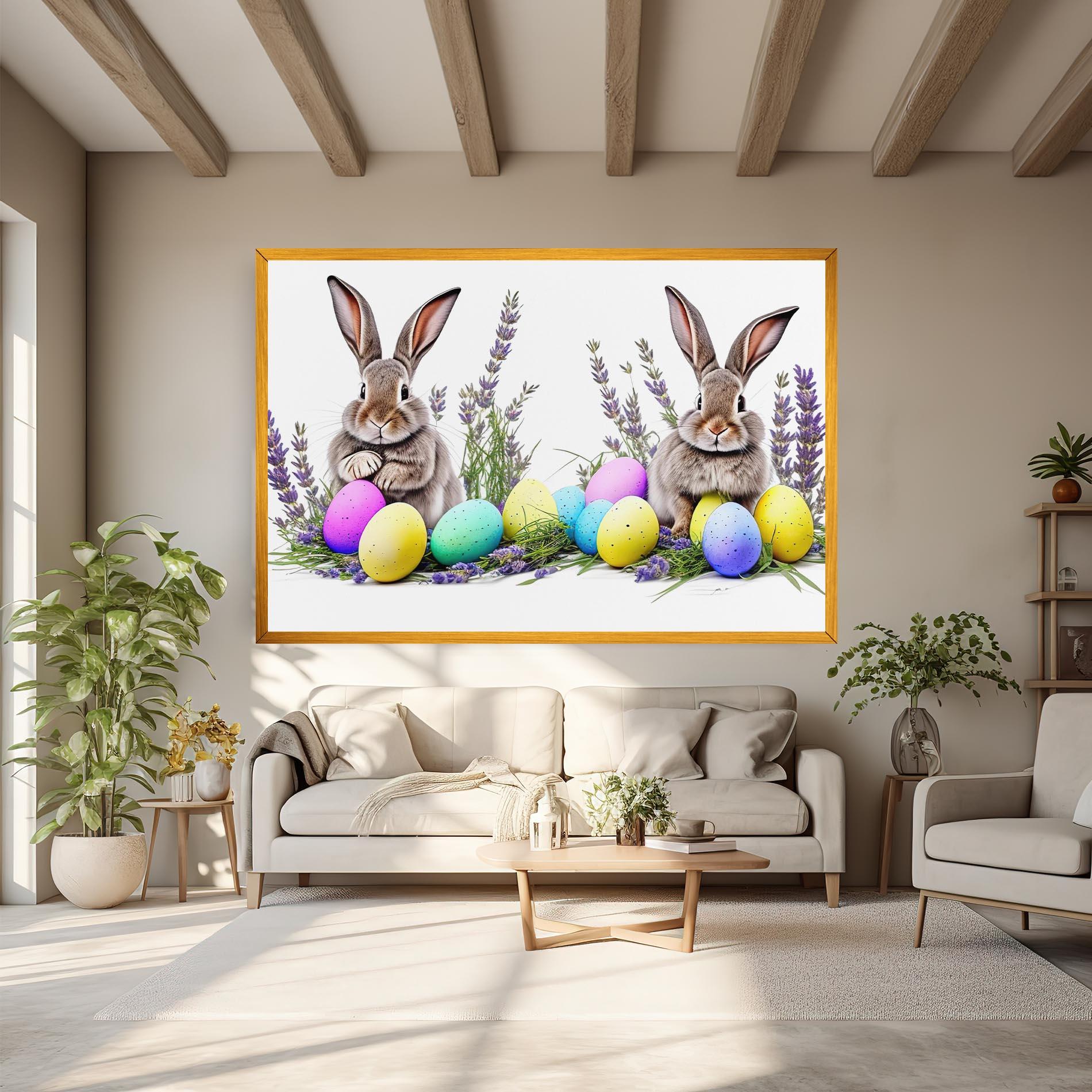 Vászonkép Flowers Easter Bunny mockup 6