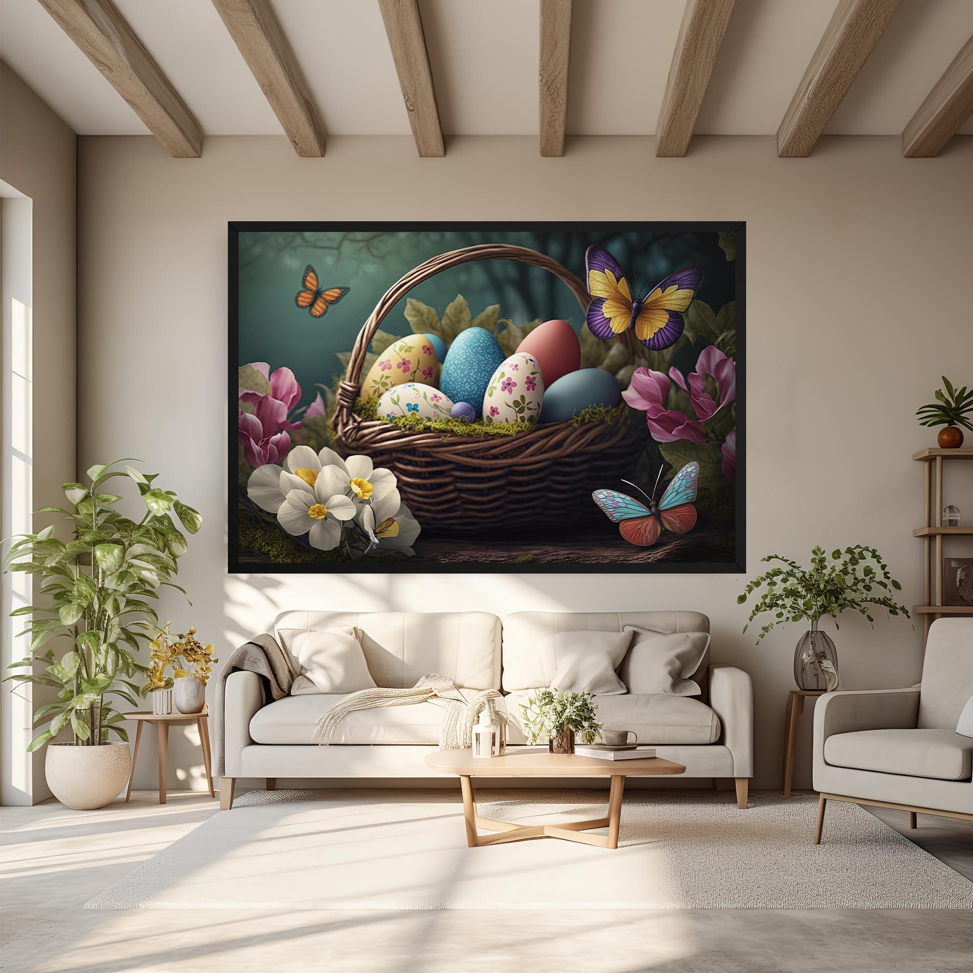 Vászonkép Easter Eggs Butterfly mockup 6