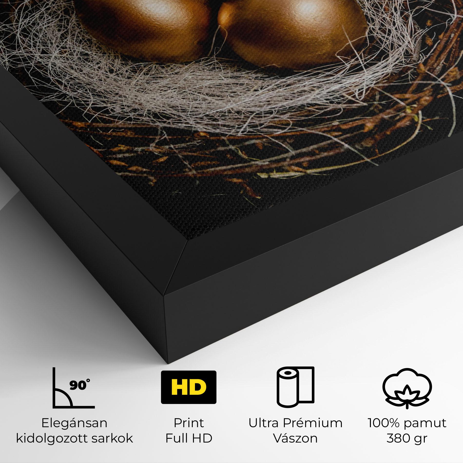 Vászonkép Pretty Golden Easter Eggs mockup 4