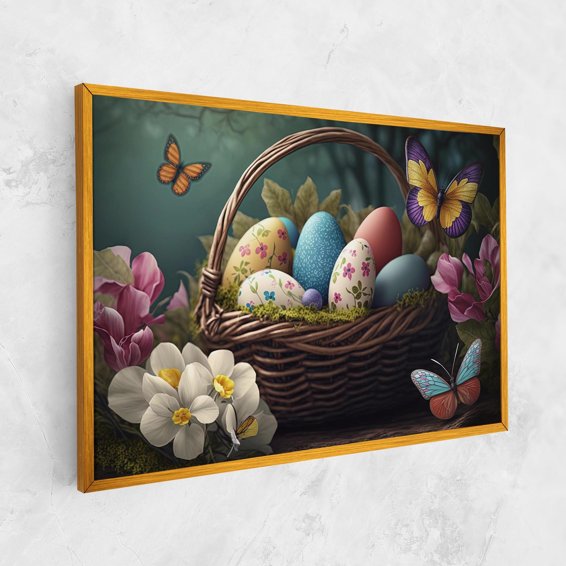 Vászonkép Easter Eggs Butterfly mockup 1