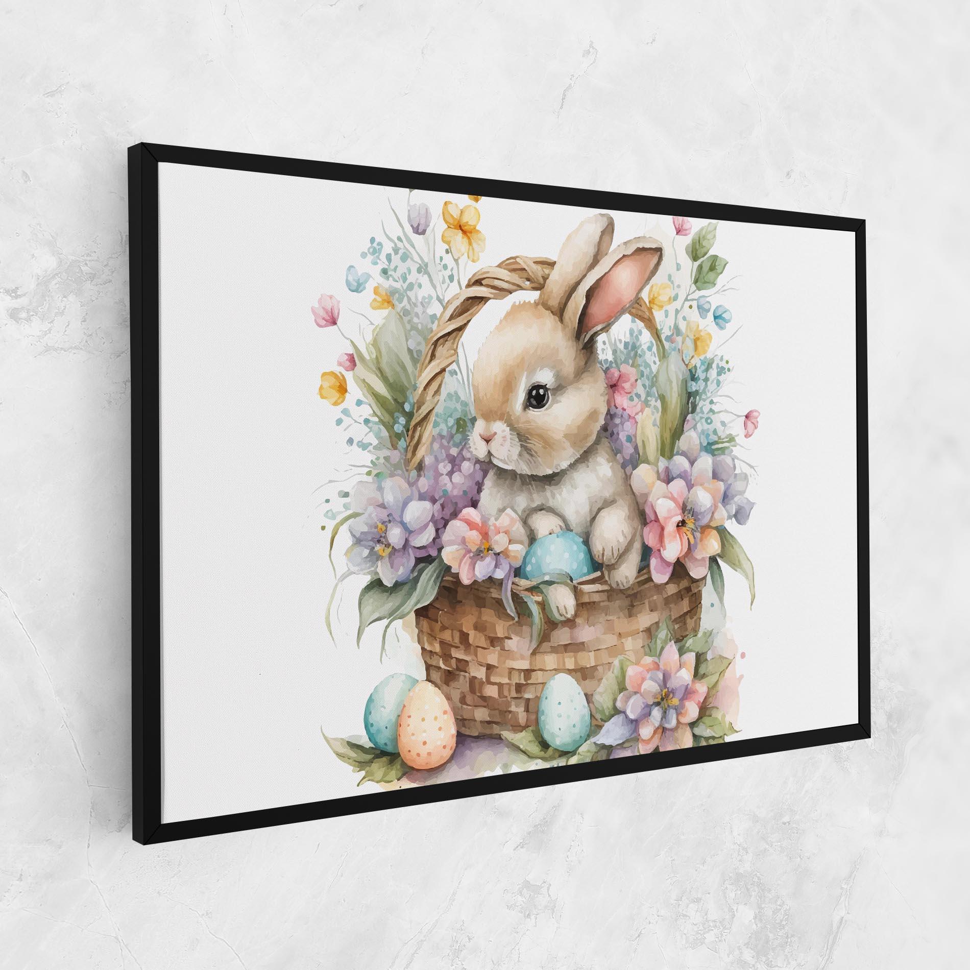 Vászonkép Cute Bunny In Basket mockup 1