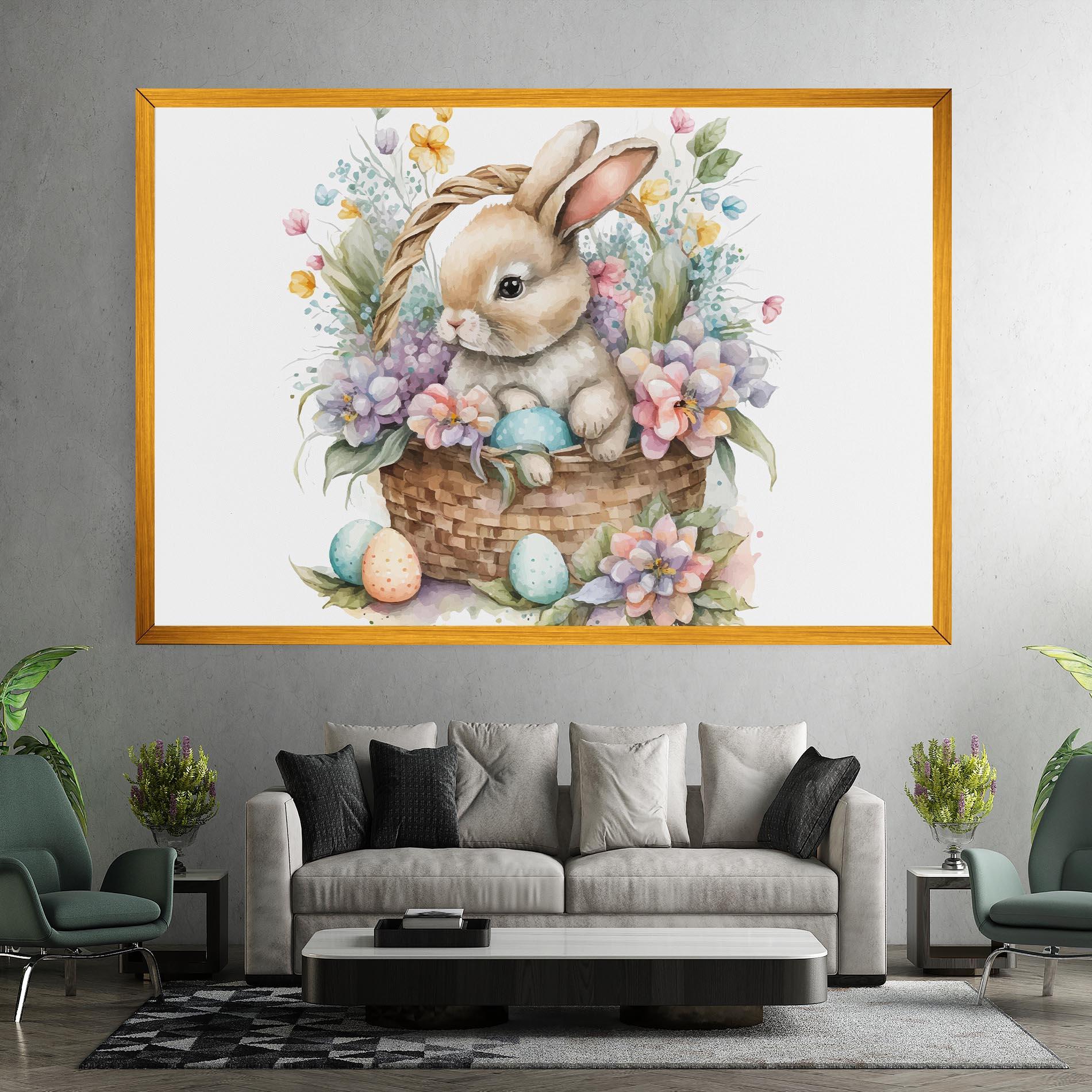 Vászonkép Cute Bunny In Basket mockup 7