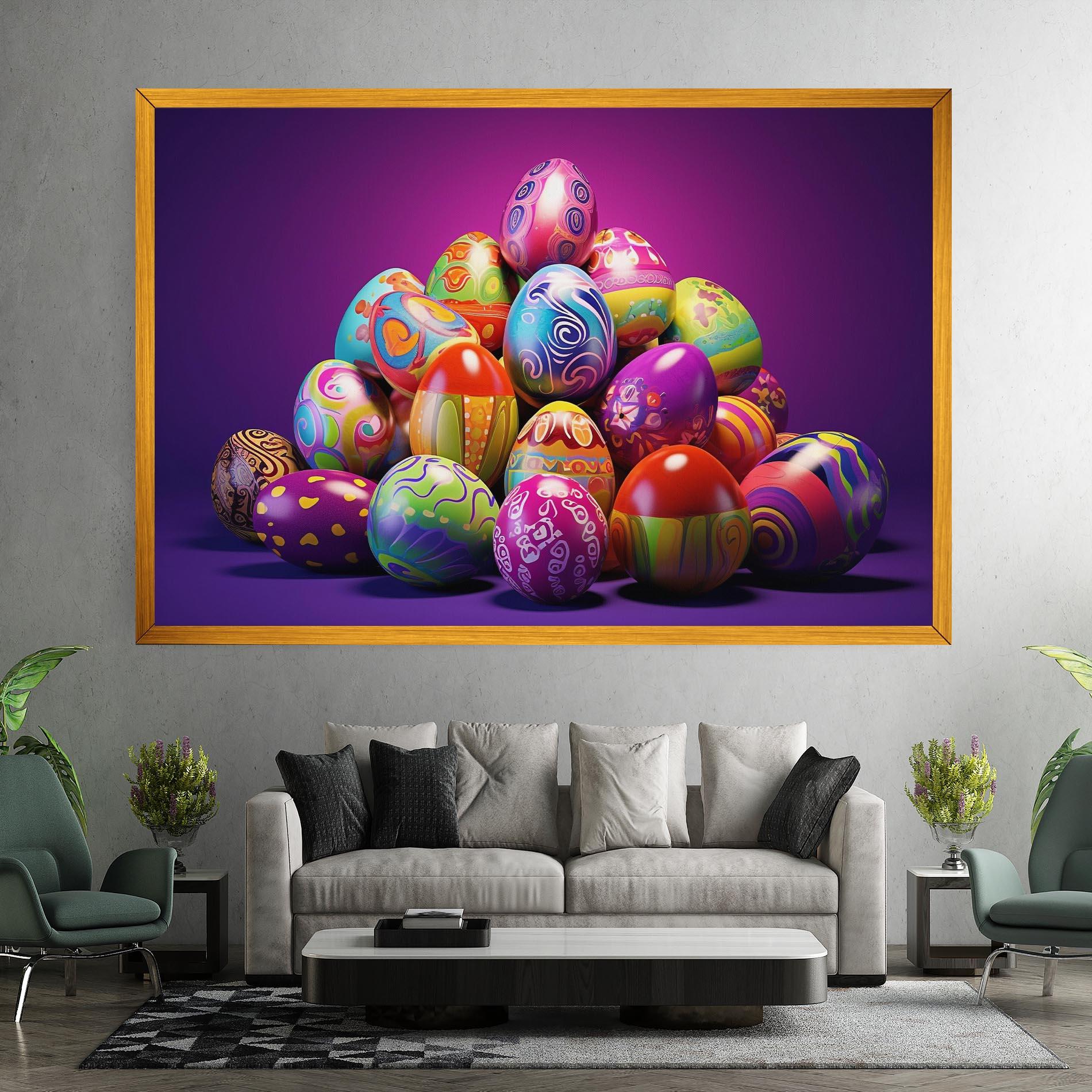 Vászonkép Pile Colorful Eggs mockup 7