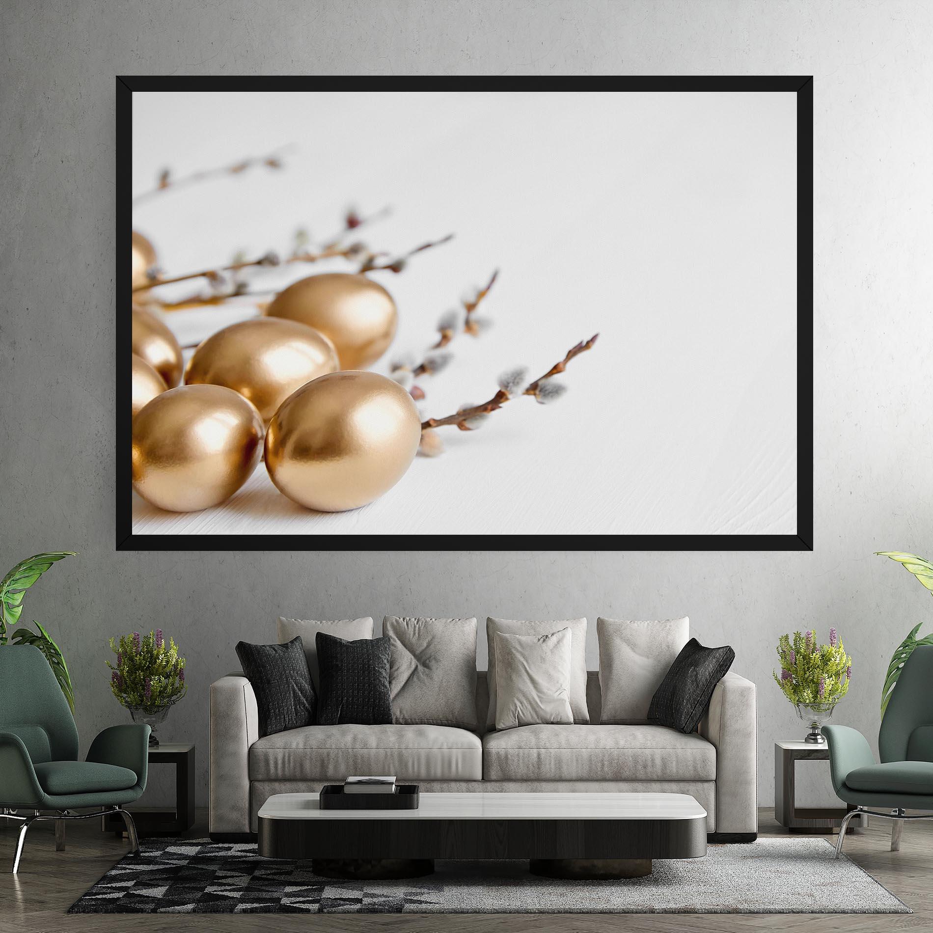 Vászonkép Easter Gold Eggs mockup 7