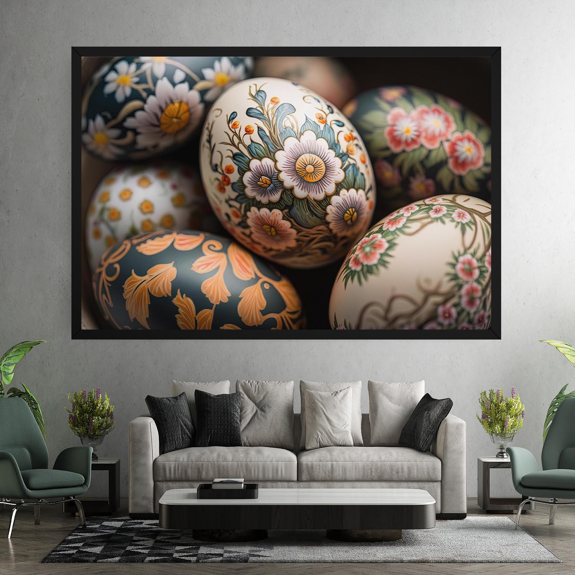 Vászonkép Floral Painted Eggs mockup 7