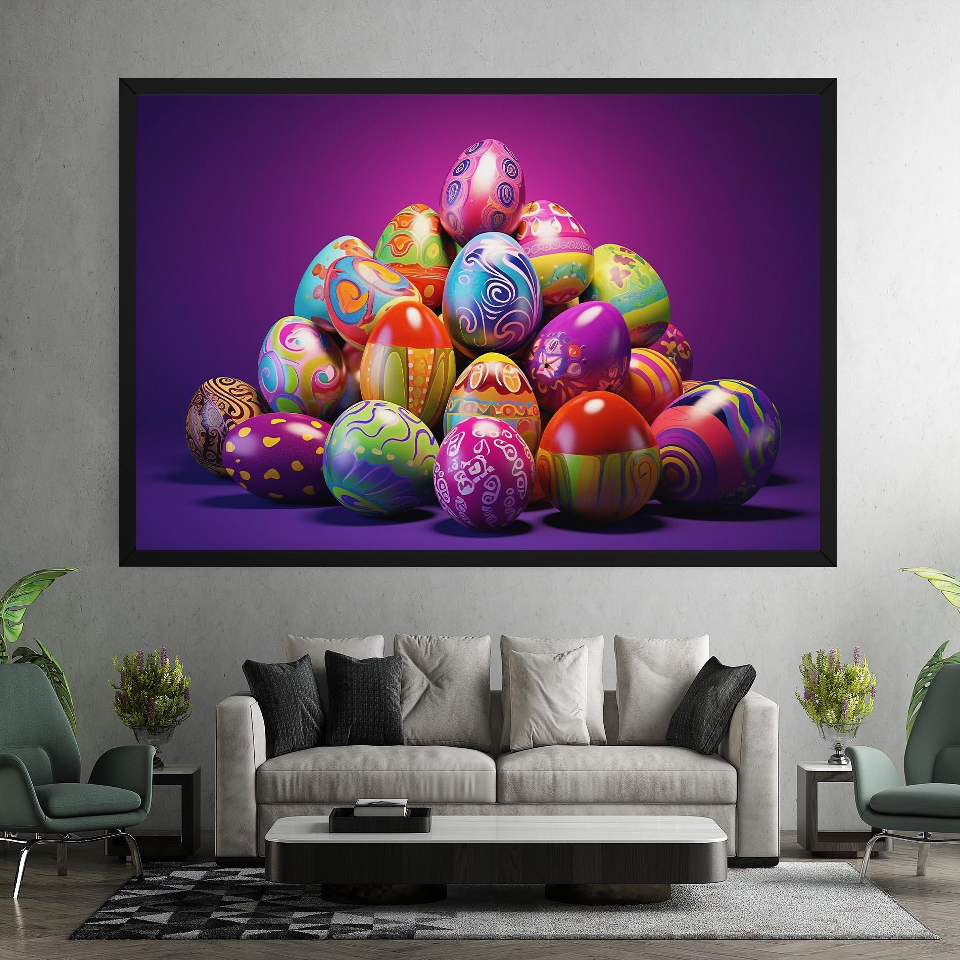 Vászonkép Pile Colorful Eggs mockup 7