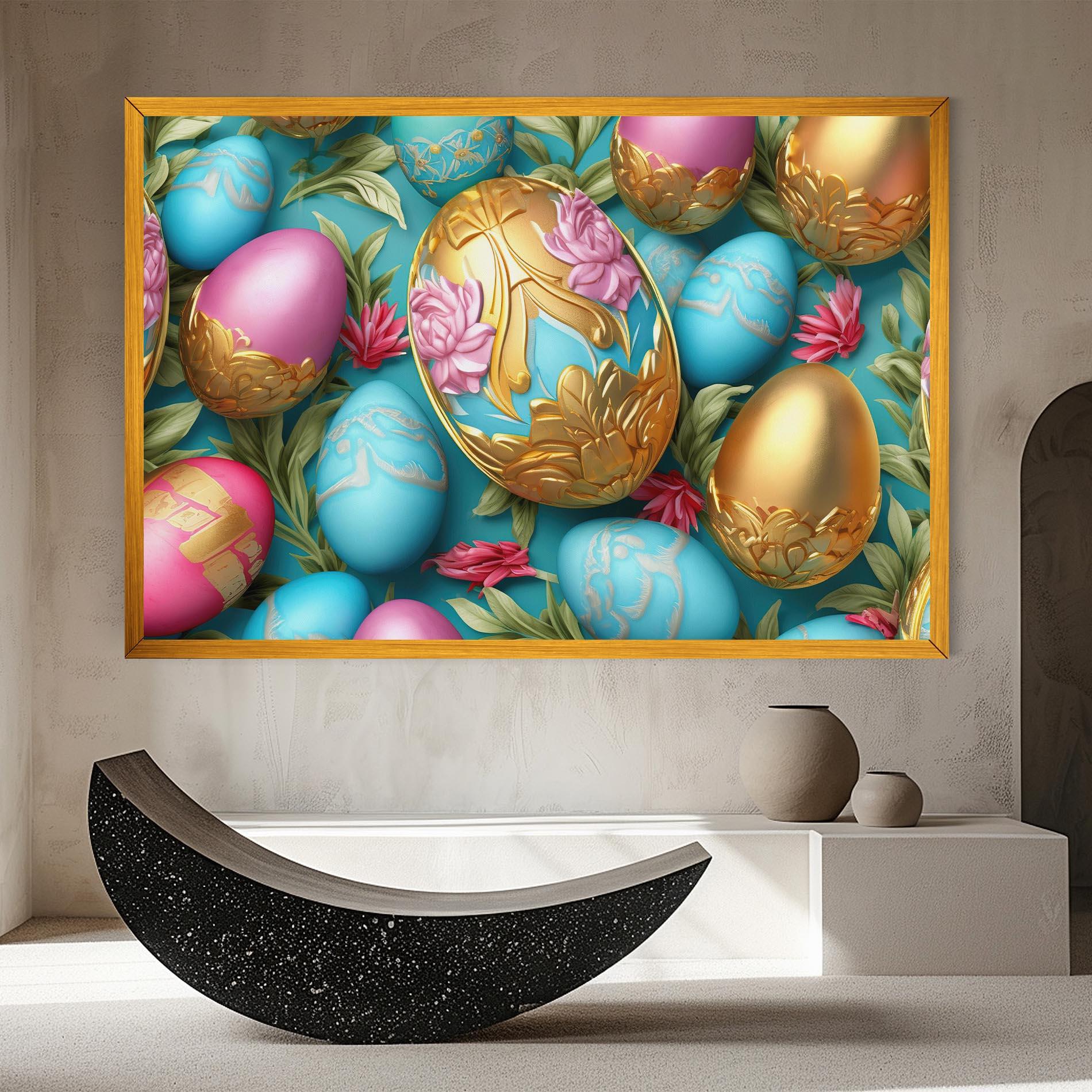 Vászonkép Blue Pink Easter Egs mockup 8