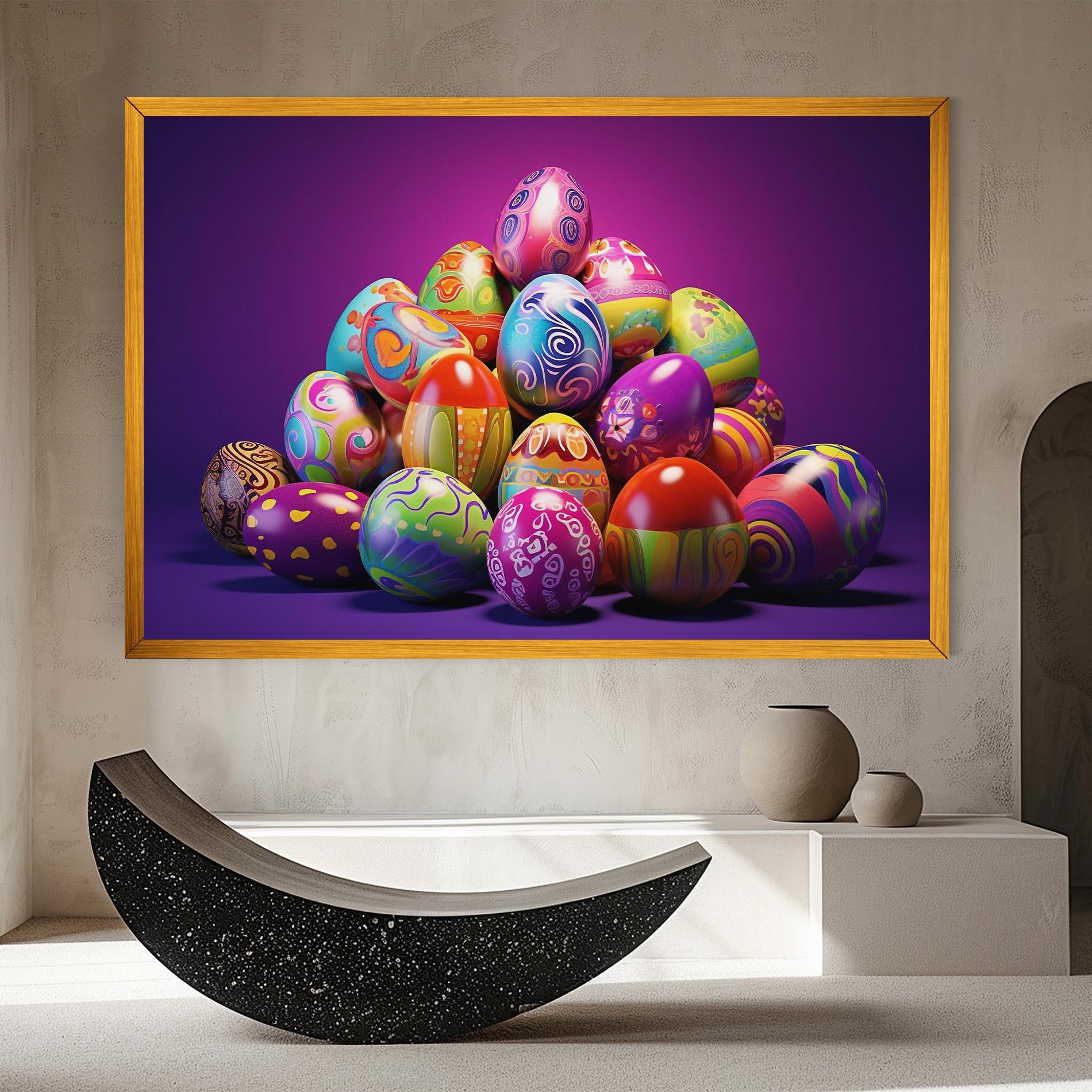 Vászonkép Pile Colorful Eggs mockup 8