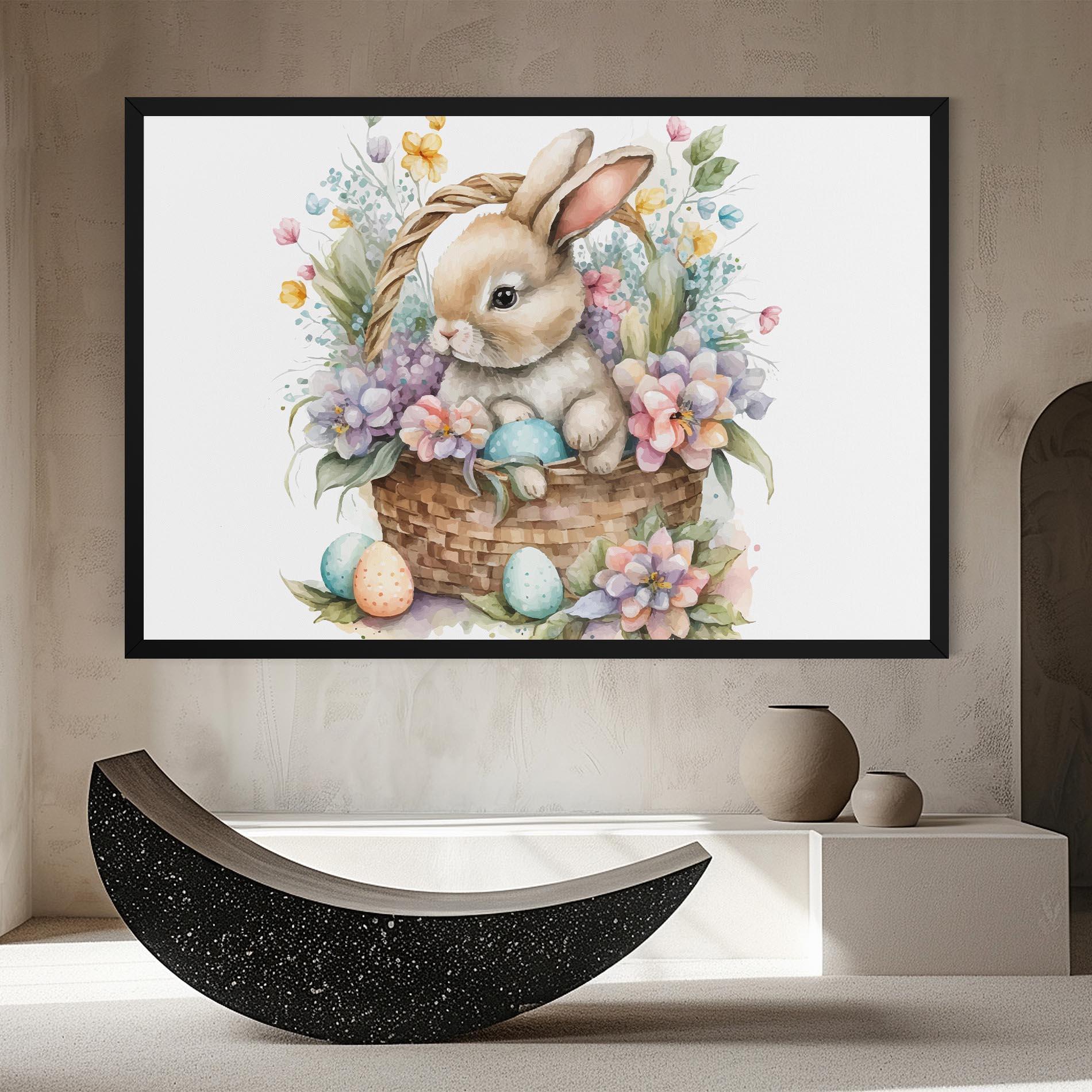 Vászonkép Cute Bunny In Basket mockup 8