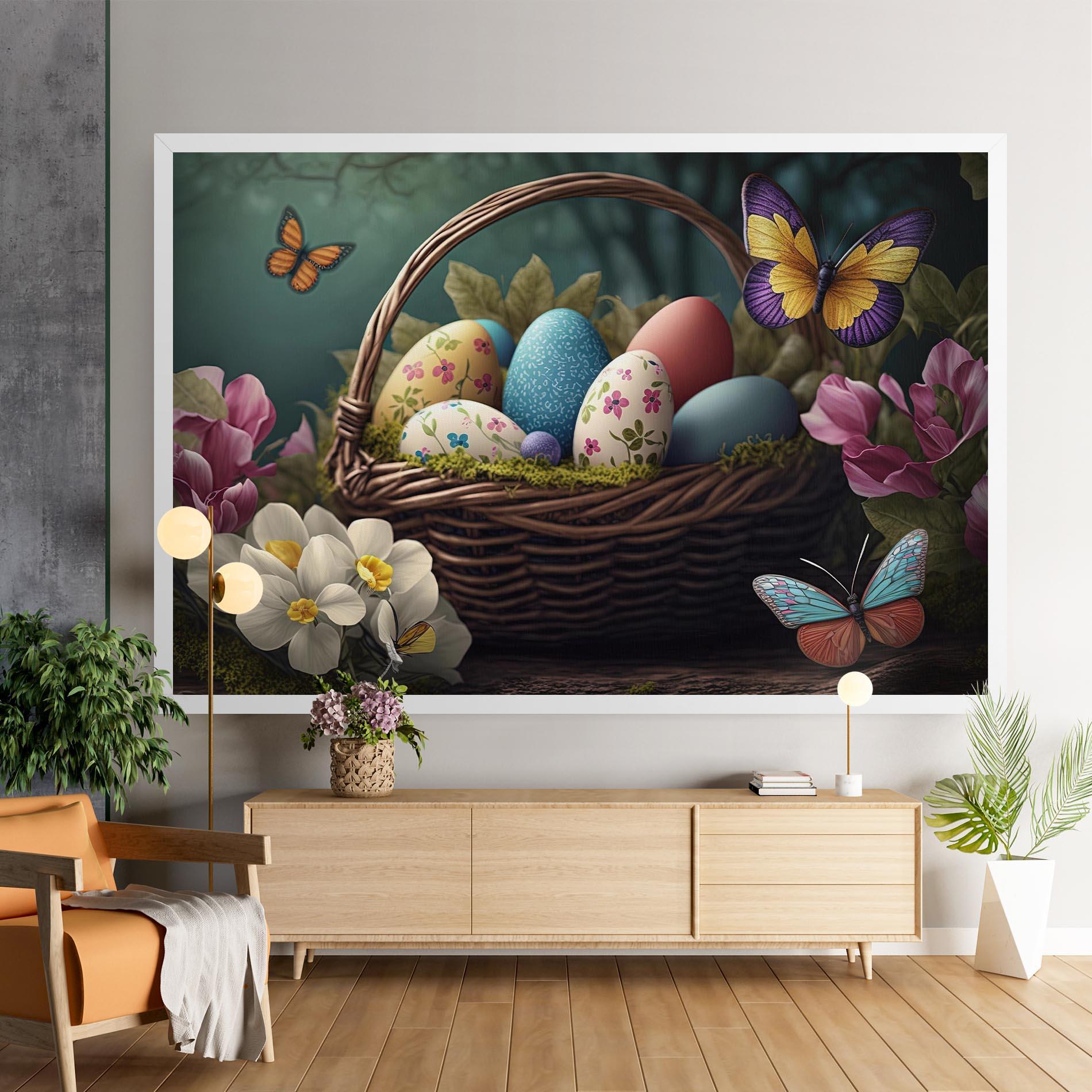Vászonkép Easter Eggs Butterfly mockup 9