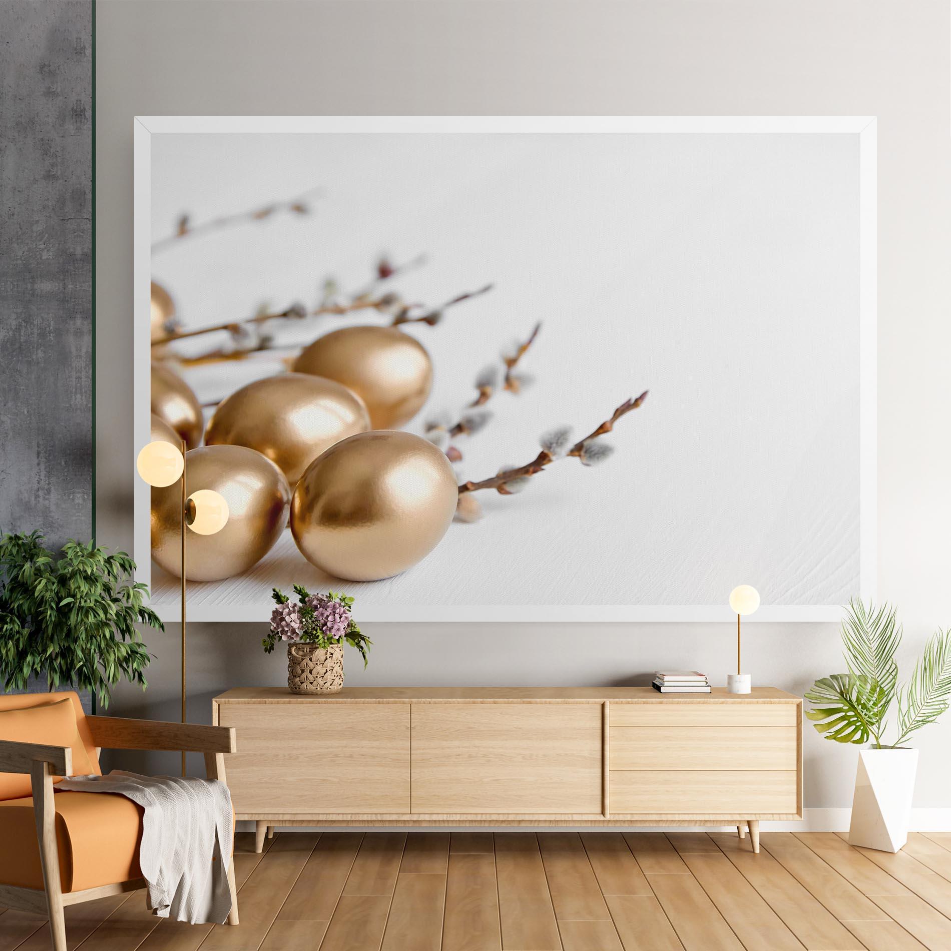 Vászonkép Easter Gold Eggs mockup 9