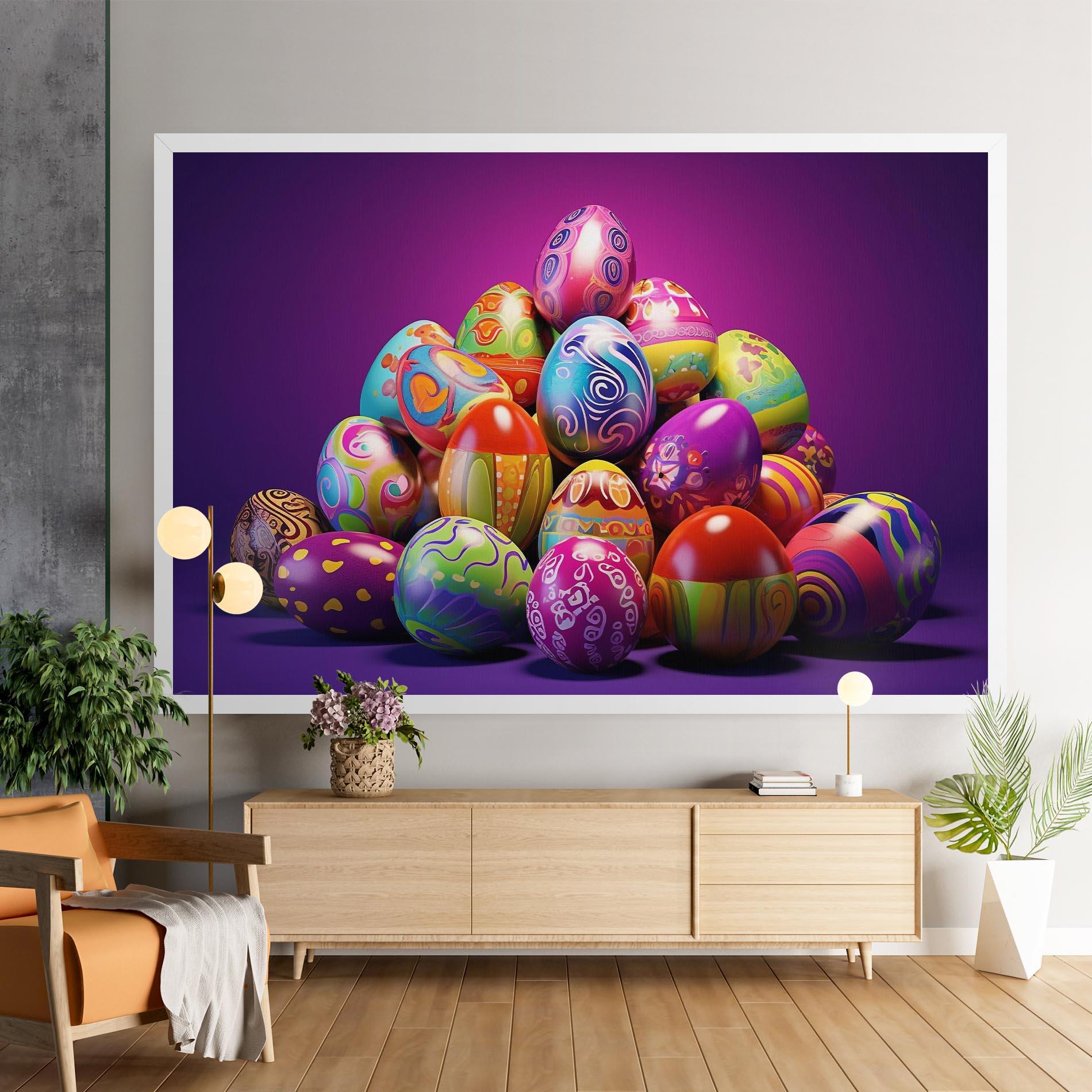 Vászonkép Pile Colorful Eggs mockup 9