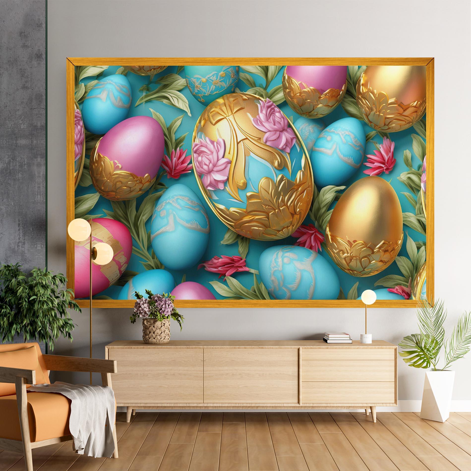 Vászonkép Blue Pink Easter Egs mockup 9