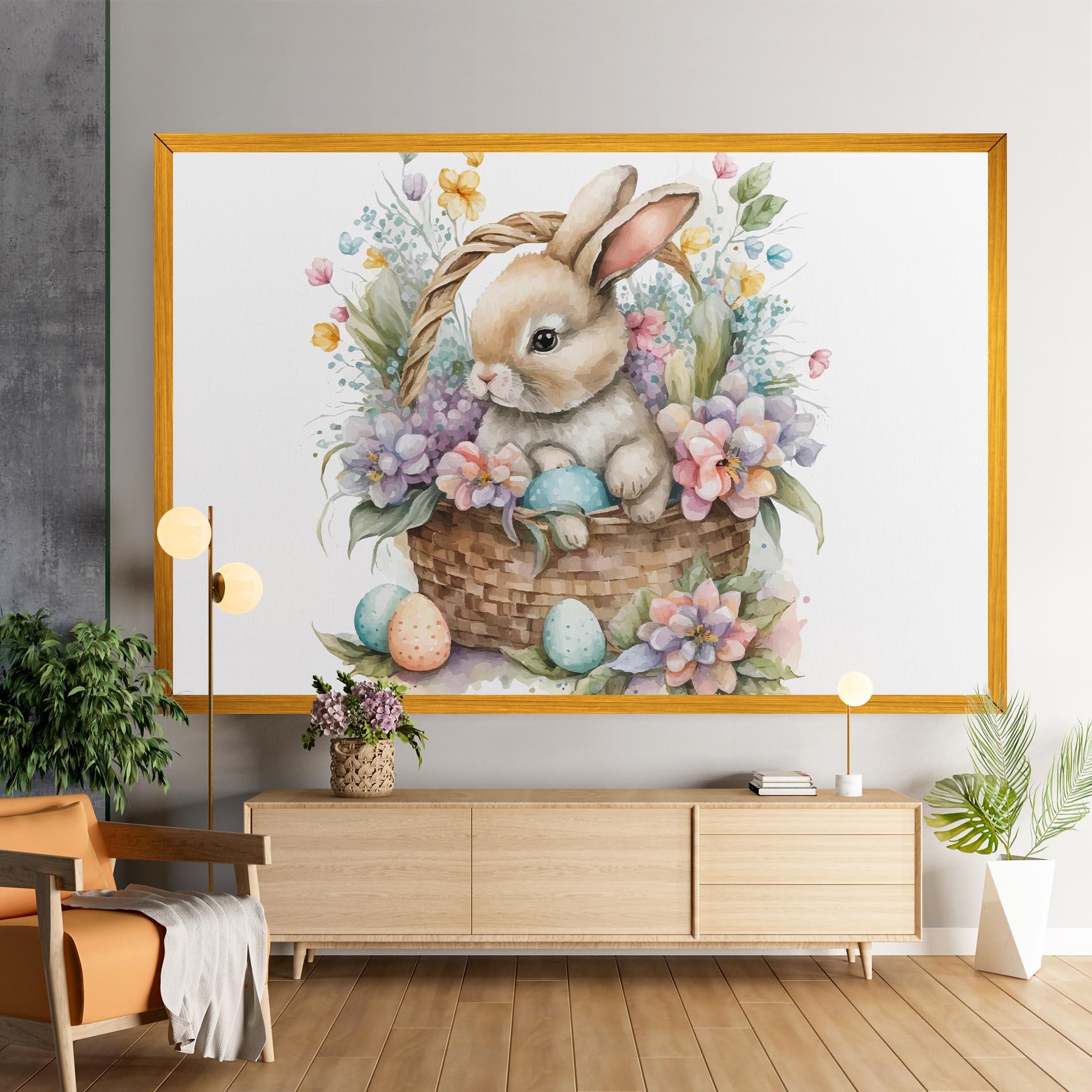 Vászonkép Cute Bunny In Basket mockup 9