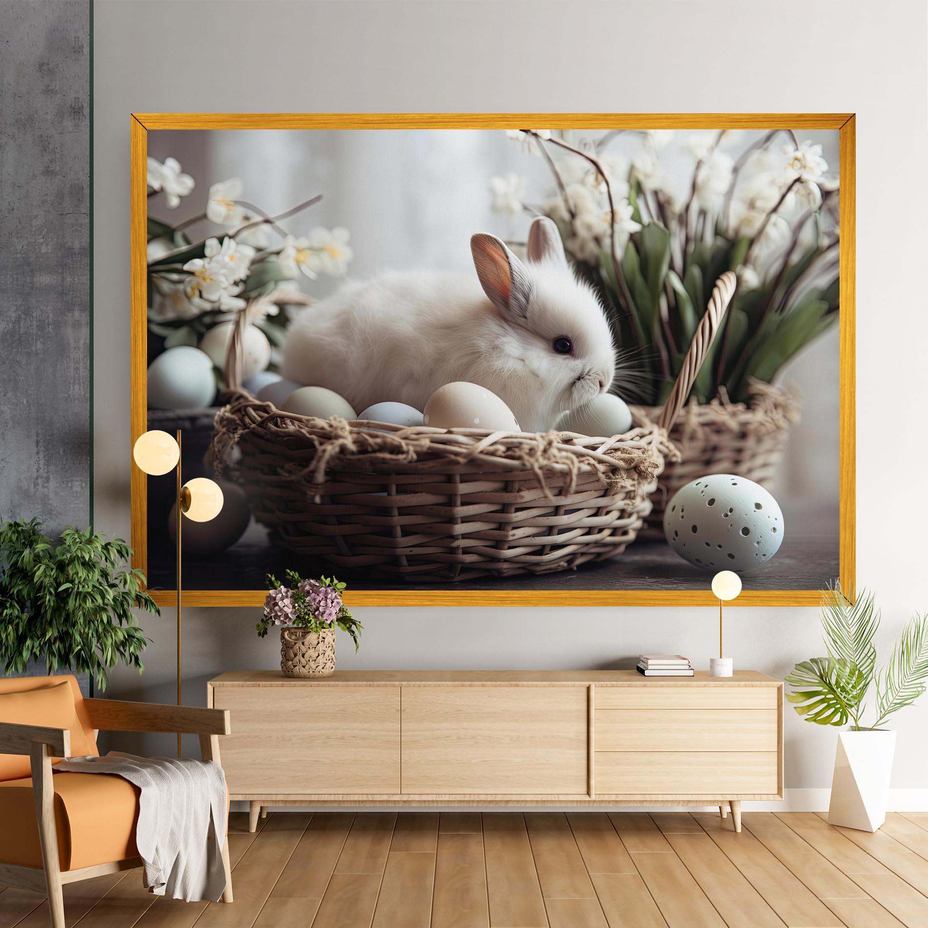 Vászonkép Cute White Easter Eggs mockup 9