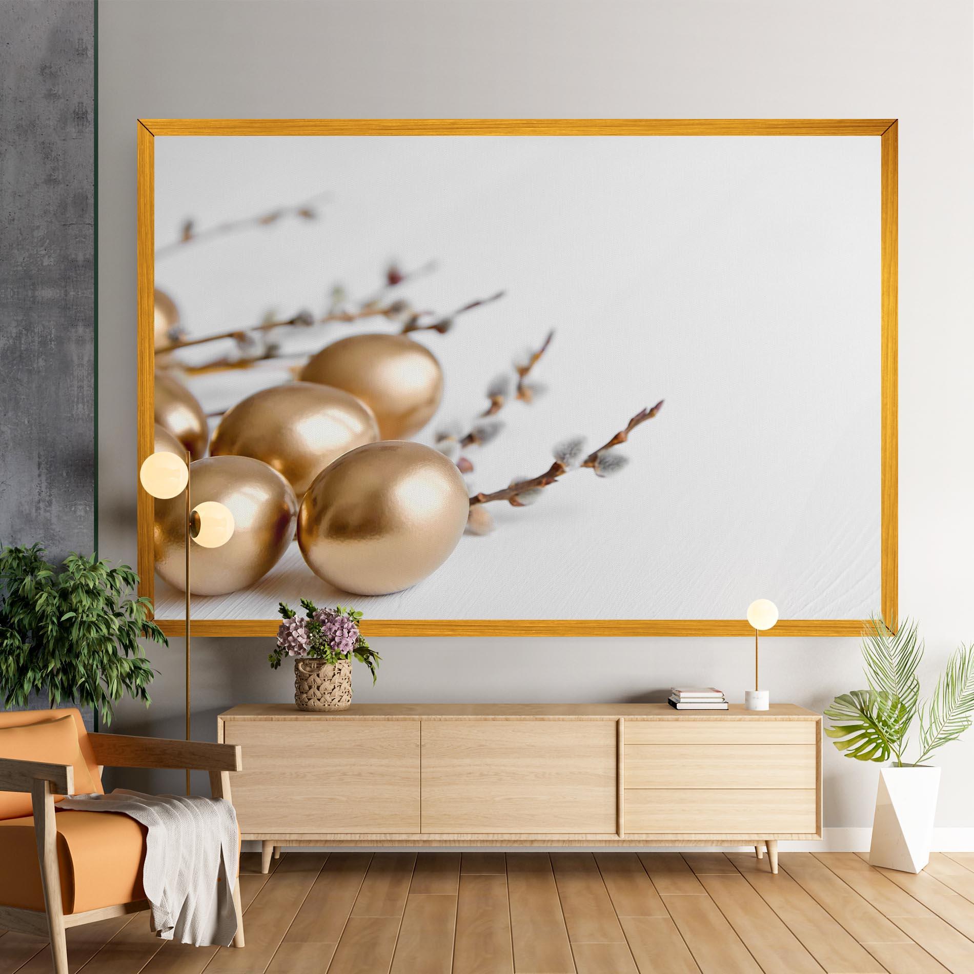 Vászonkép Easter Gold Eggs mockup 9
