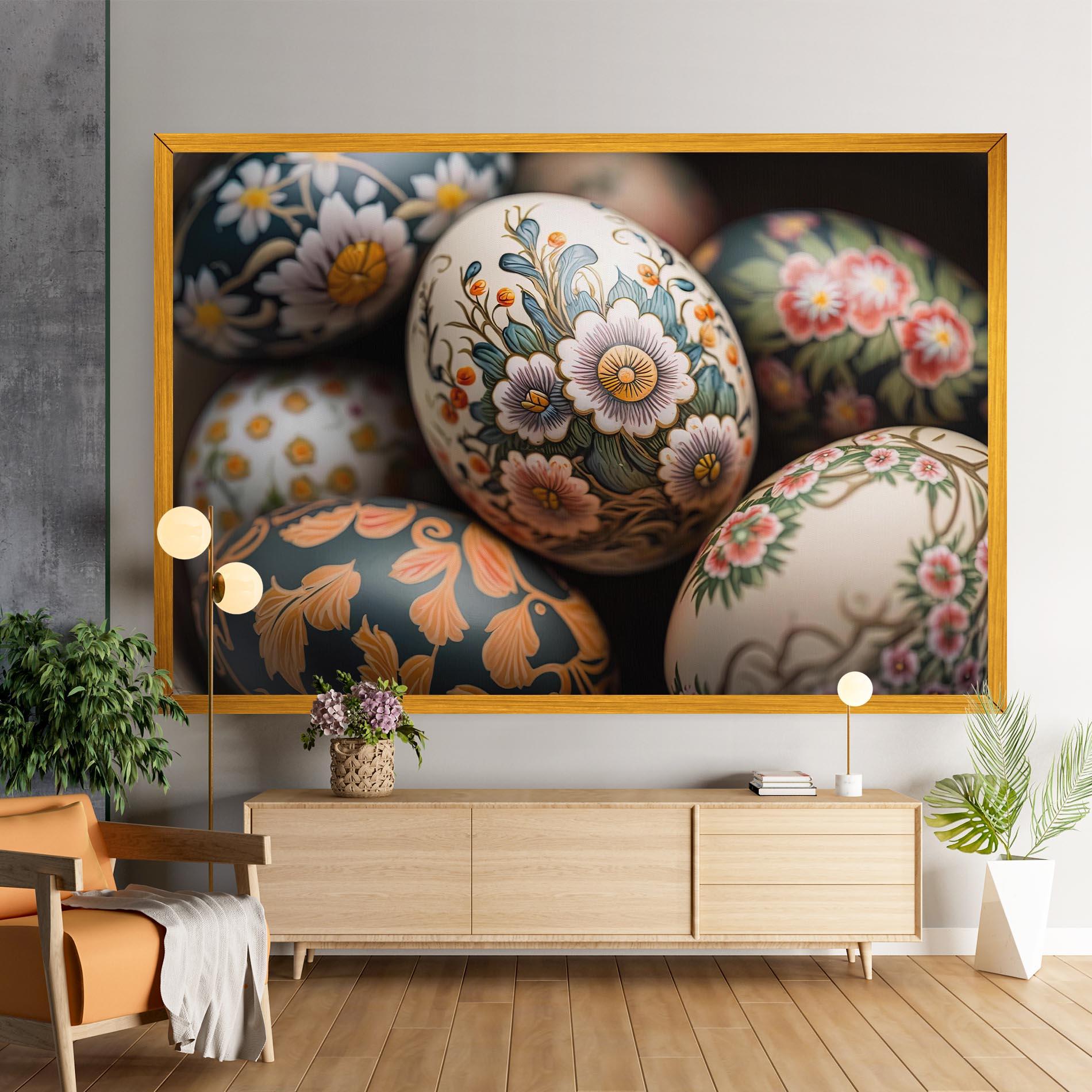 Vászonkép Floral Painted Eggs mockup 9