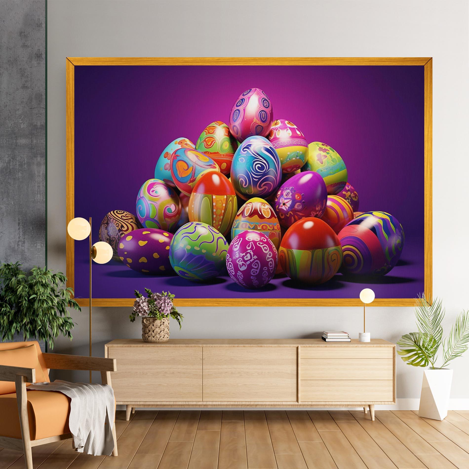 Vászonkép Pile Colorful Eggs mockup 9